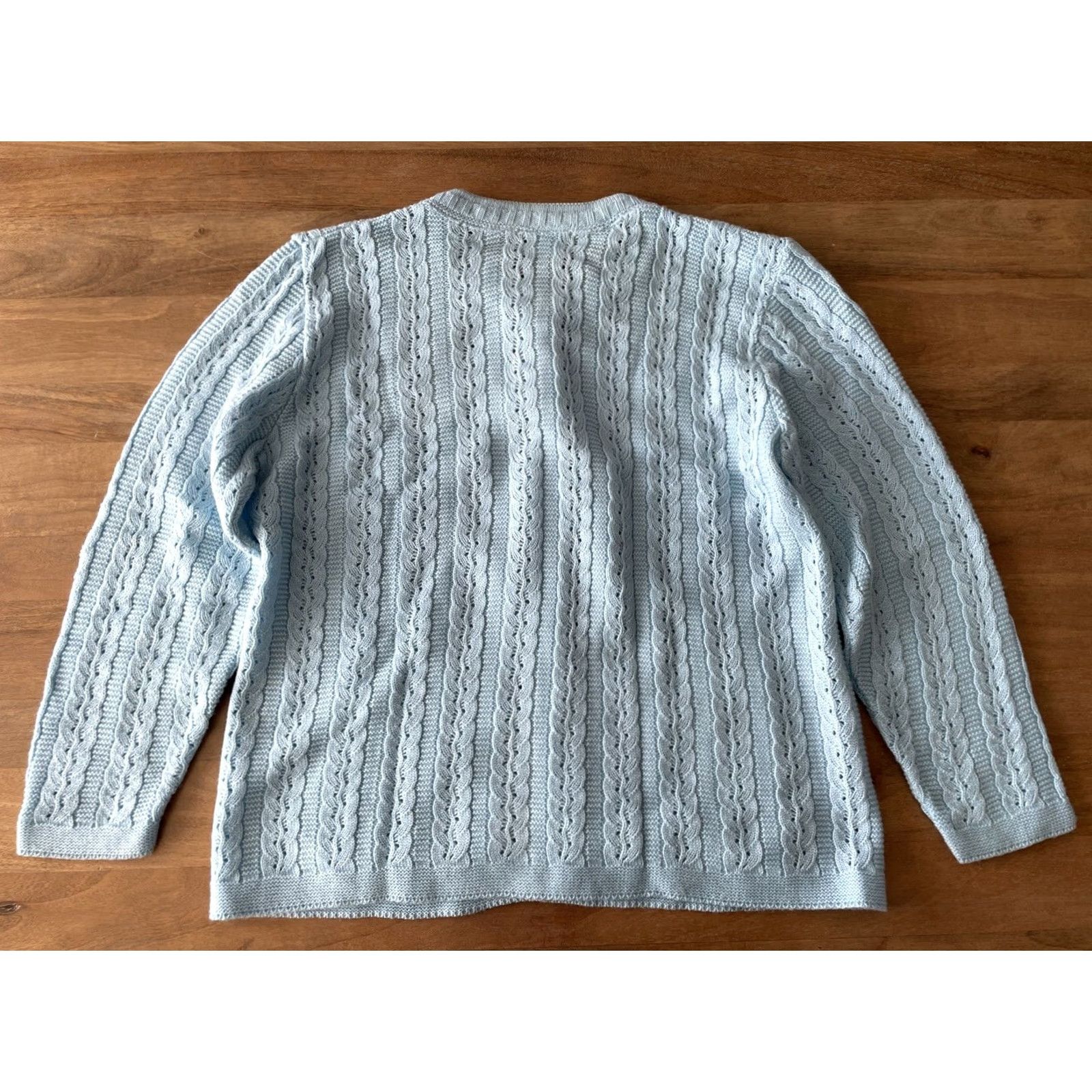 Vintage VINTAGE Anthony Richards Cardigan Sweater Womens L Blue USA Cable Knit Button Front Crew Neck Raglan Sleeve Size L / US 10 / IT 46 - 2 Thumbnail