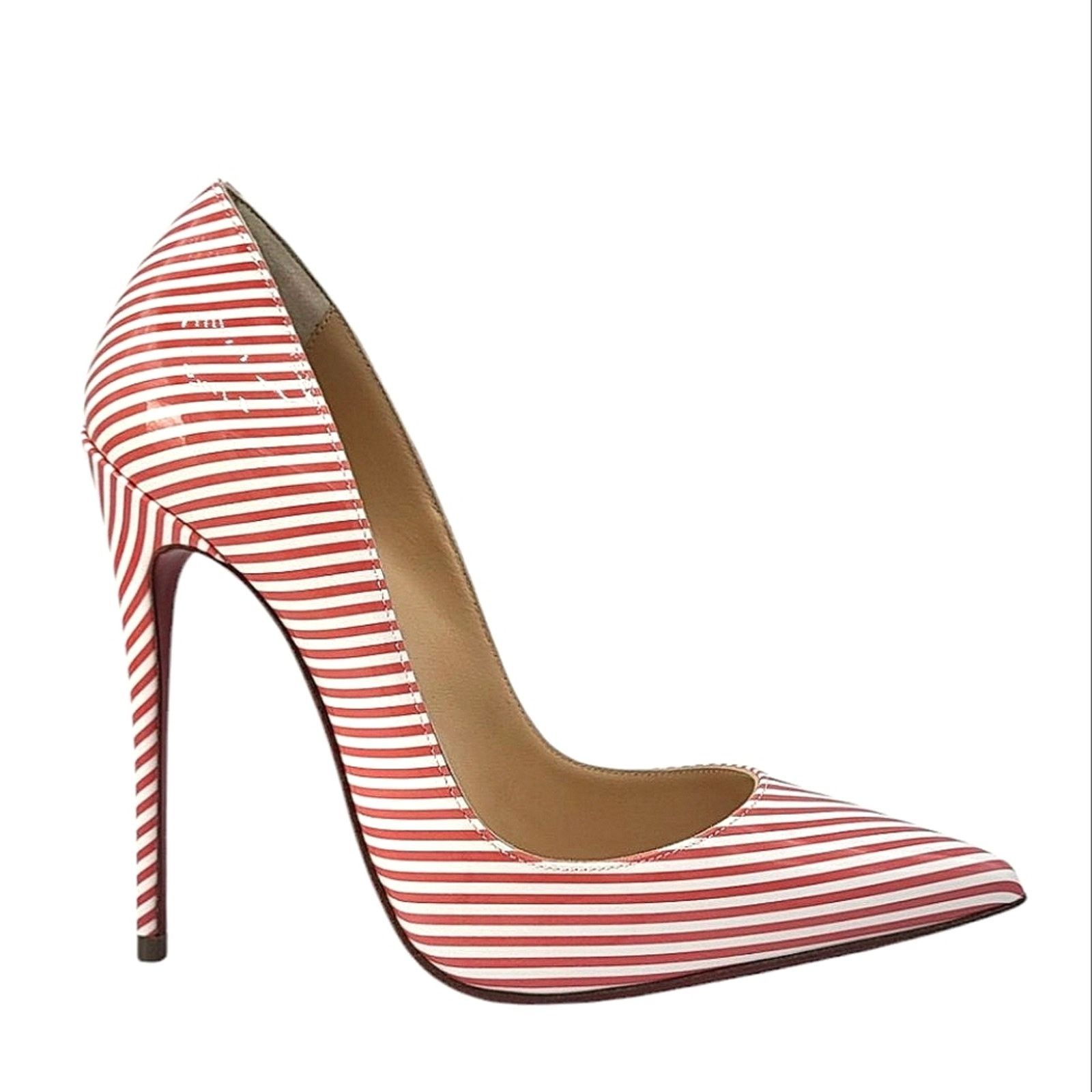 Christian Louboutin So Kate 120 Patent Striped Pumps Red 36