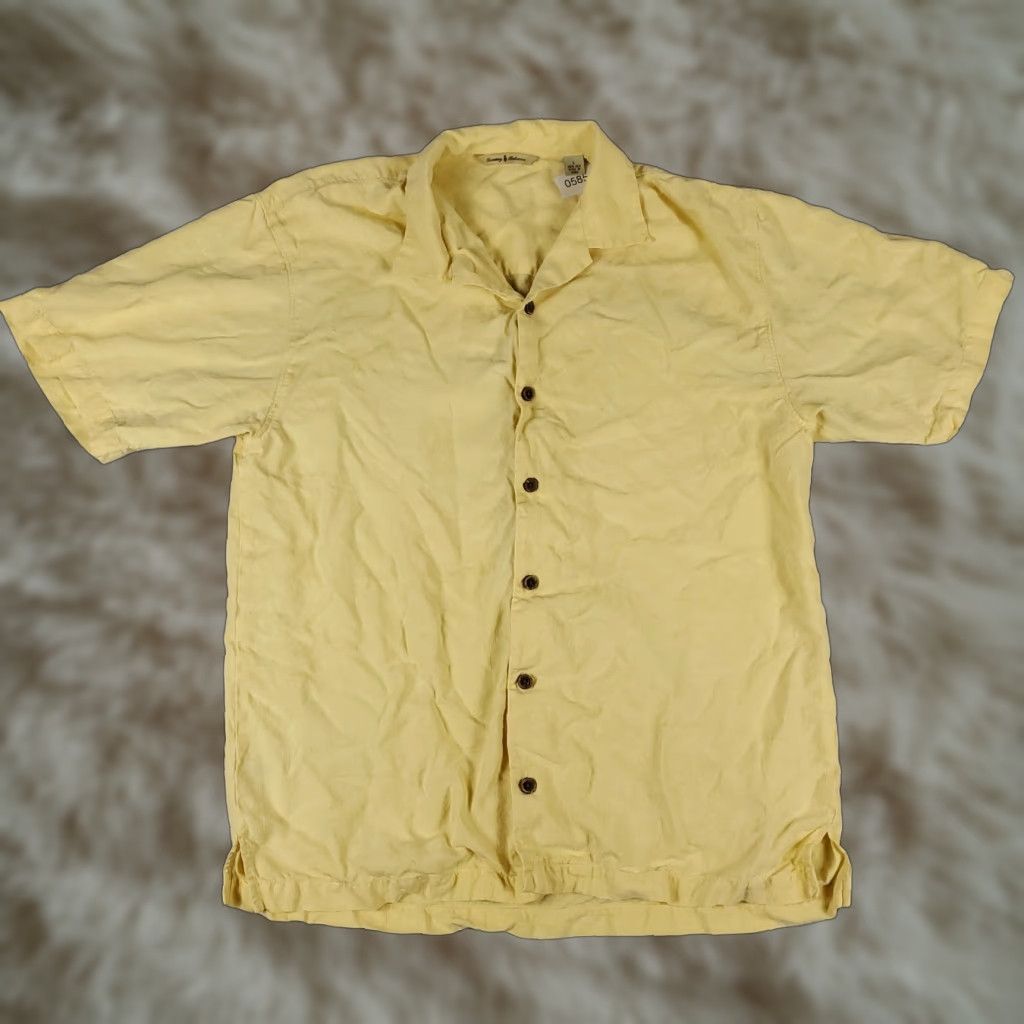 Tommy Bahama Tommy Bahama Yellow Silk Hawaiian Shirt Mens Large Short Sleeve Button-Up Tropical Size US L / EU 52-54 / 3 - 1 Thumbnail