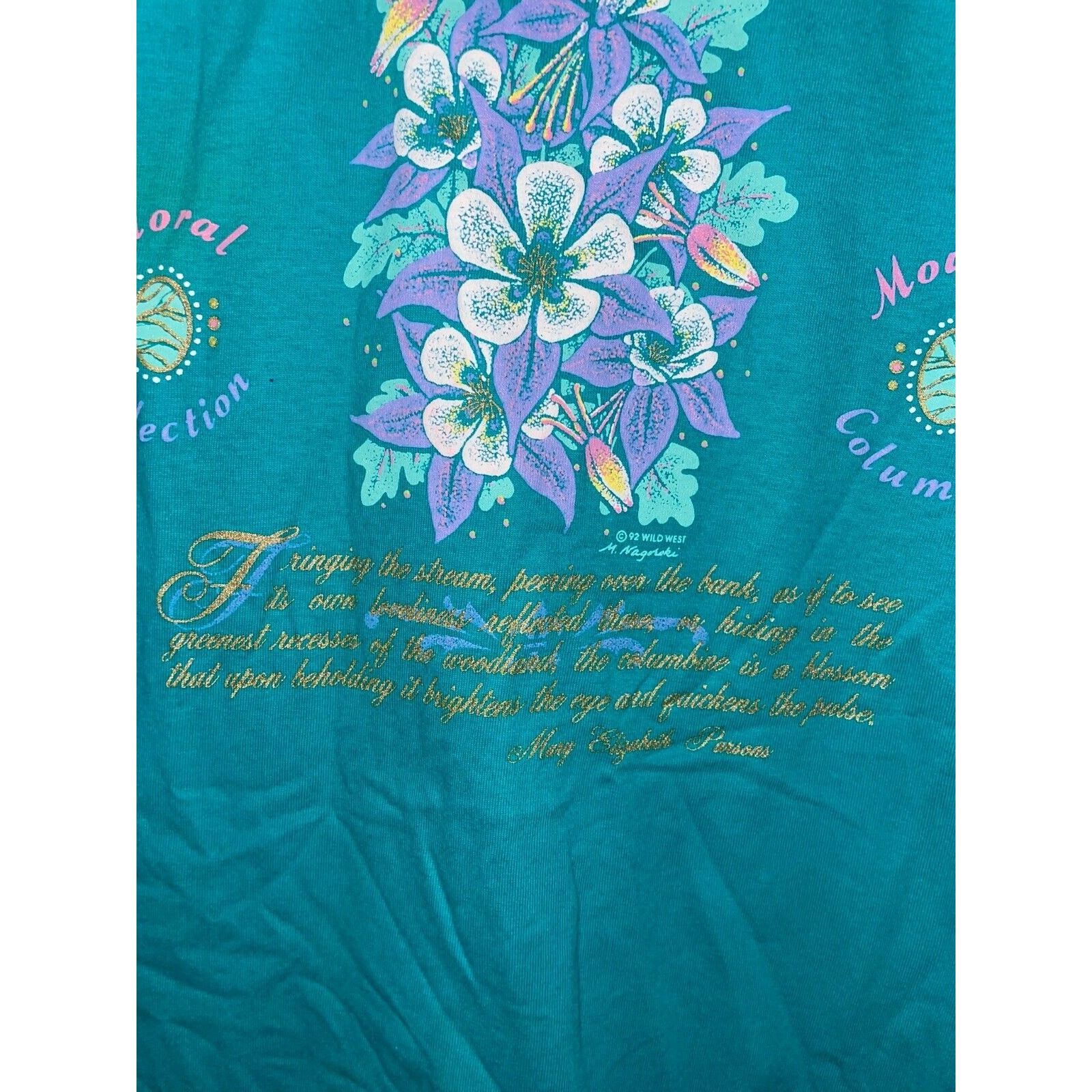 Jerzees Vintage Mountain Columbine Shirt Montana Teal Tee VTG 90s L Size US L / EU 52-54 / 3 - 5 Thumbnail