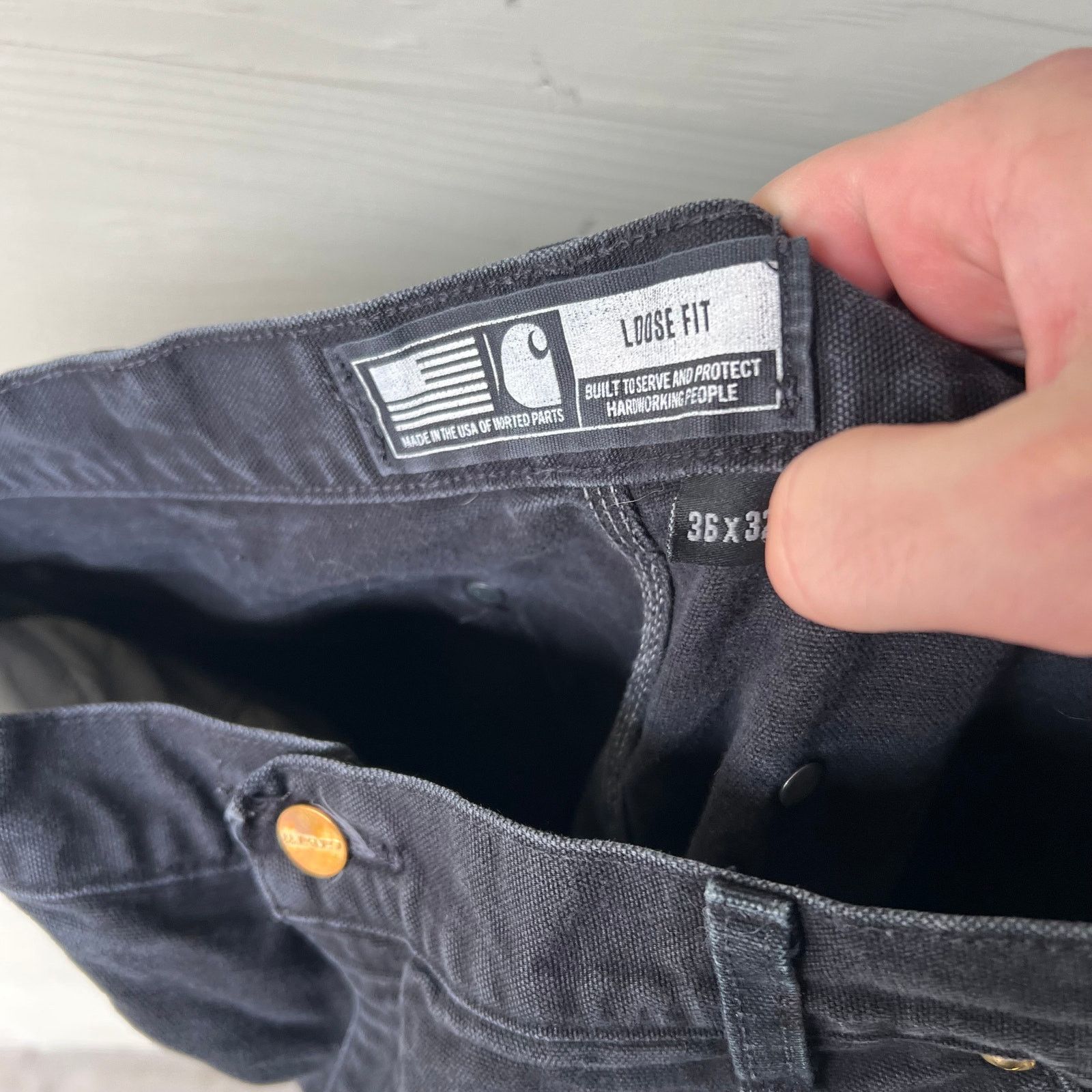 Carhartt × Vintage Carhartt black double knee work wear carpenter pants Size US 33 - 6 Thumbnail