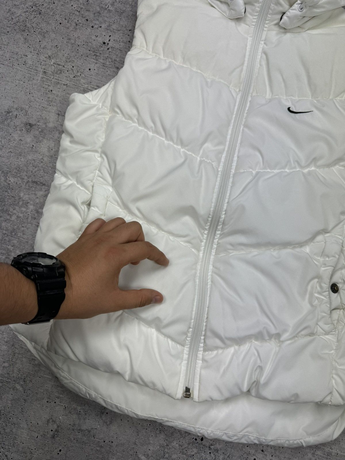 Nike × Vintage Vintage Nike Swoosh 90’s Y2K Style White Hooded Puffer Vest Size M / US 6-8 / IT 42-44 - 8 Thumbnail