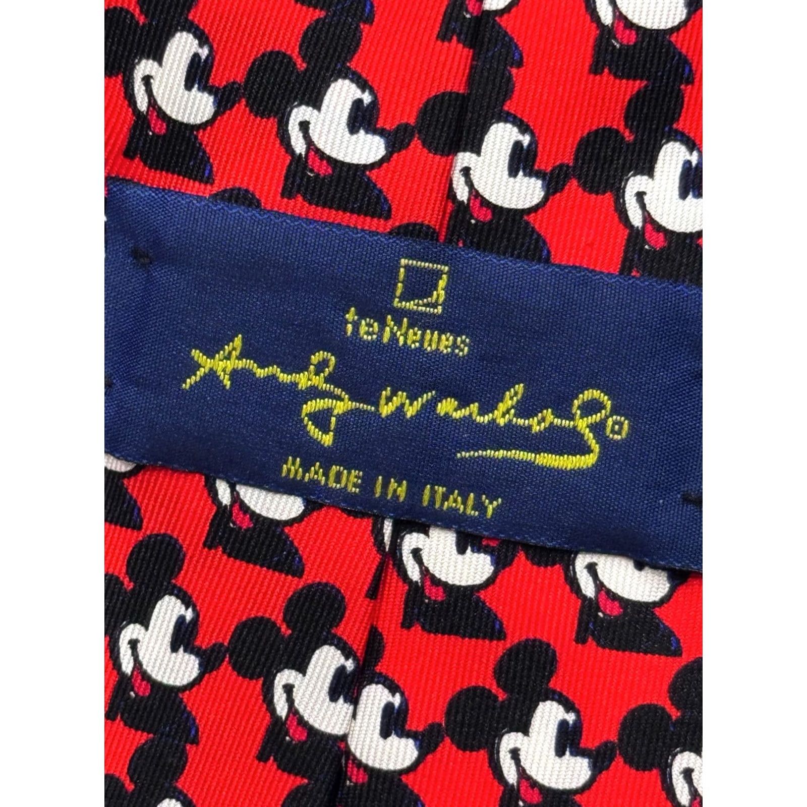 Vintage MINT Andy Warhol Made Italy 100% Silk Mickey Mouse Tie Shirts Mens XS? Size ONE SIZE - 5 Thumbnail