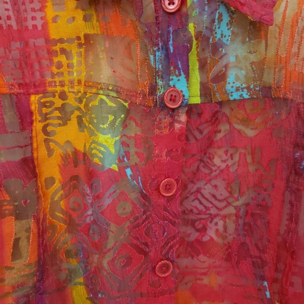 Designer CT189a Ladies Toni Morgan XL Multi Color Shirt with Sheer Size XL / US 12-14 / IT 48-50 - 4 Thumbnail