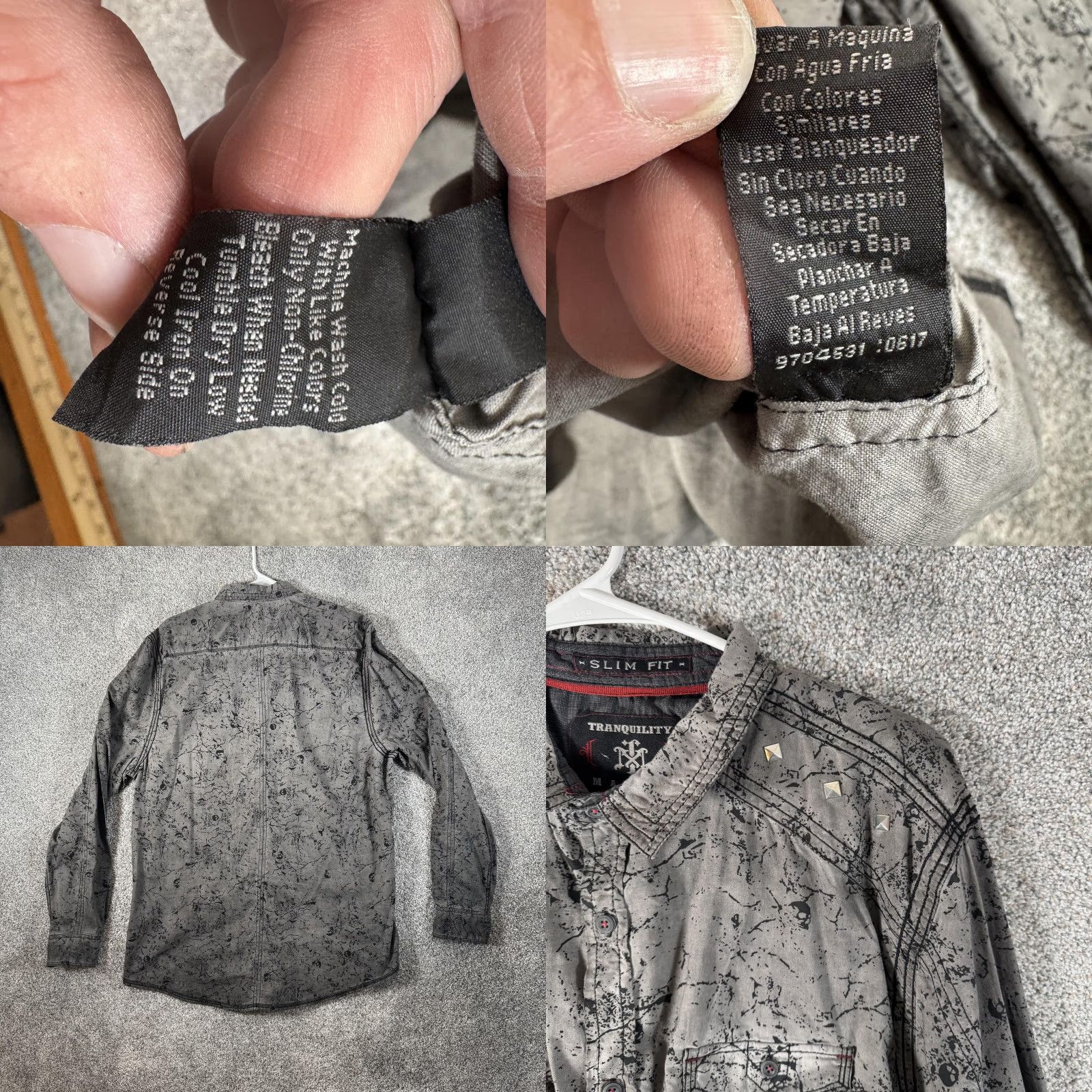 Vintage VINTAGE Tranquility Mayhem Shirt XL Western Studded Moto Punk Rockstar Grunge Goth Edgy Mens Size US XL / EU 56 / 4 - 9 Thumbnail