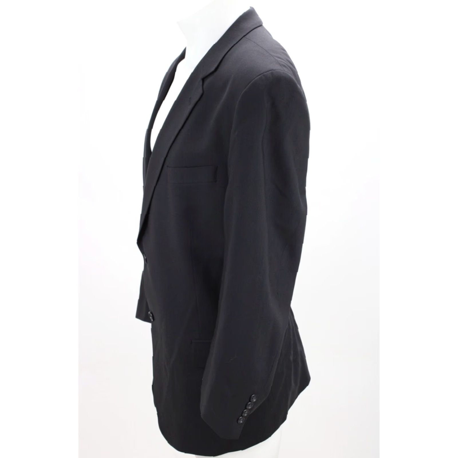Pronto Uomo VINTAGE Pronto Uomo Blazer Mens 48R Black Wool Notch Lapel 2-Button Single-Breasted Regular Fit Dress Coat Men’s Size 48 Mens Black Size 48R - 2 Thumbnail