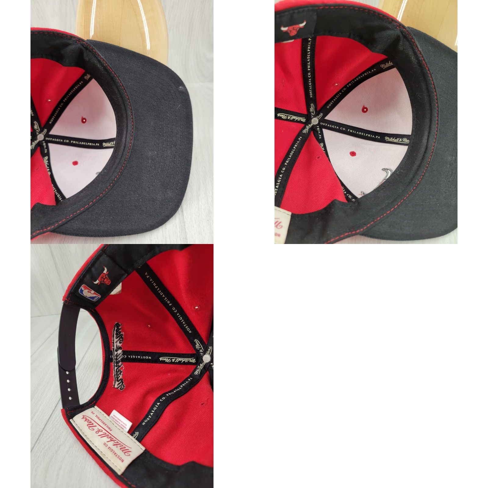 Mitchell & Ness VINTAGE? Chicago Bulls Mitchell & Ness Snapback Hat Black Red Men Adjustable Red Cap Size ONE SIZE - 8 Thumbnail