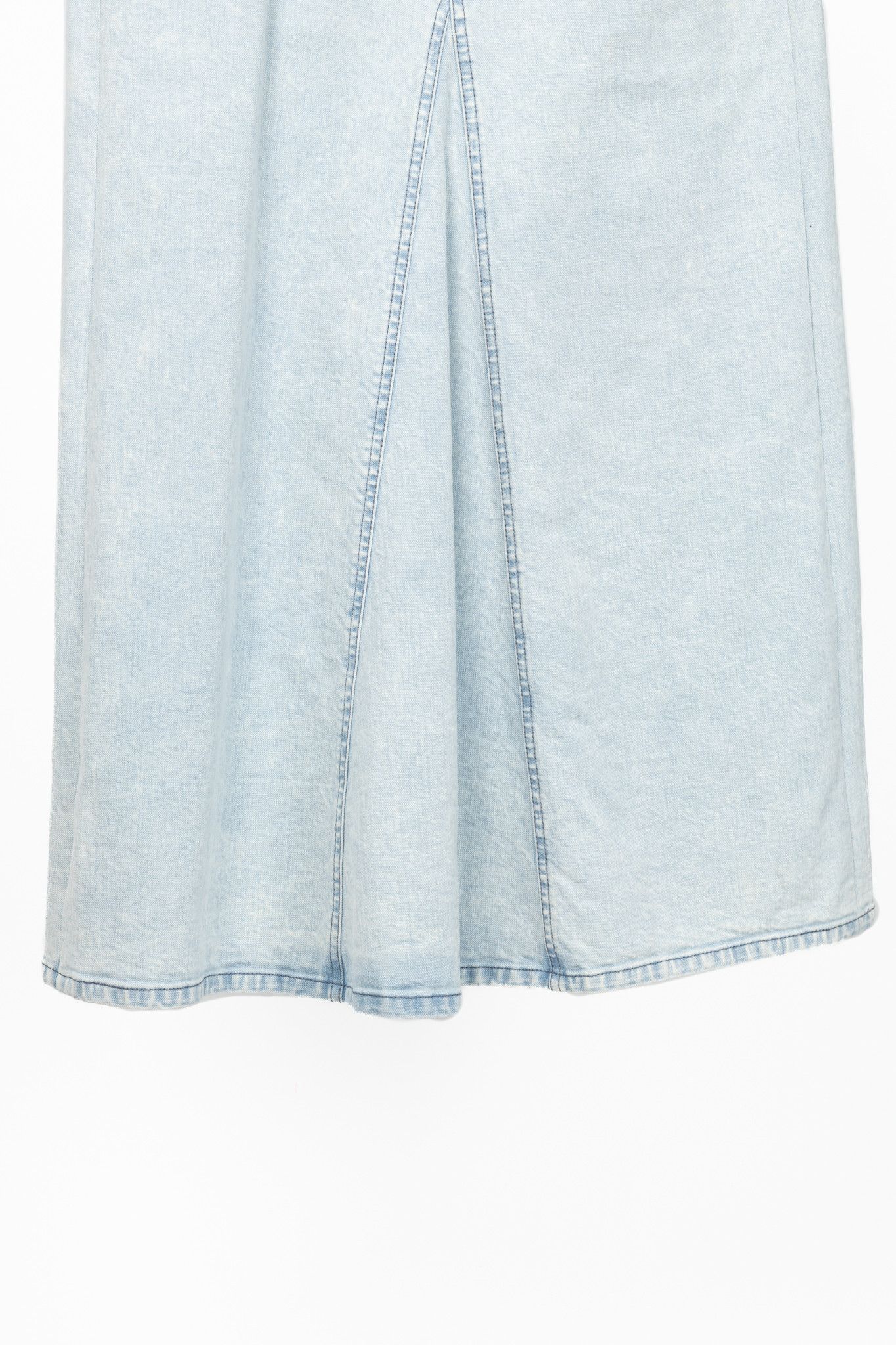 Tibi Tibi Bleached Denim Godet Midi Skirt Size 29" - 5 Thumbnail