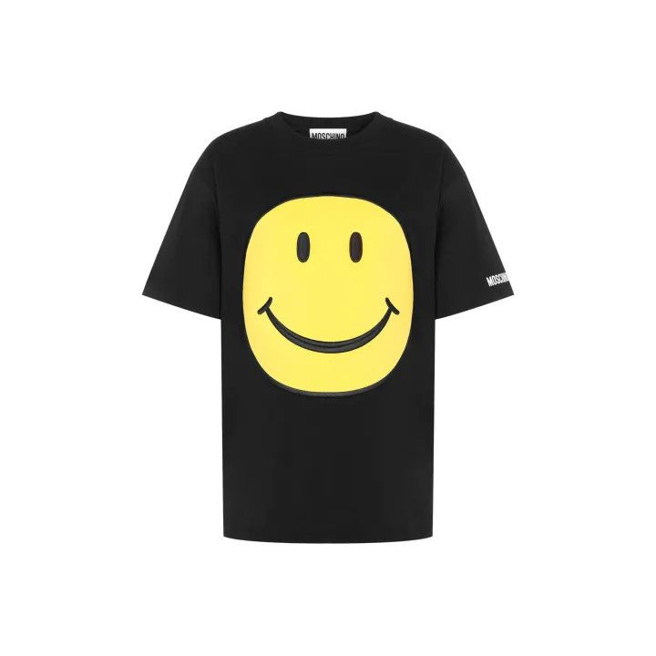 Moschino Black Smiley Print Graphic T-Shirt 0079