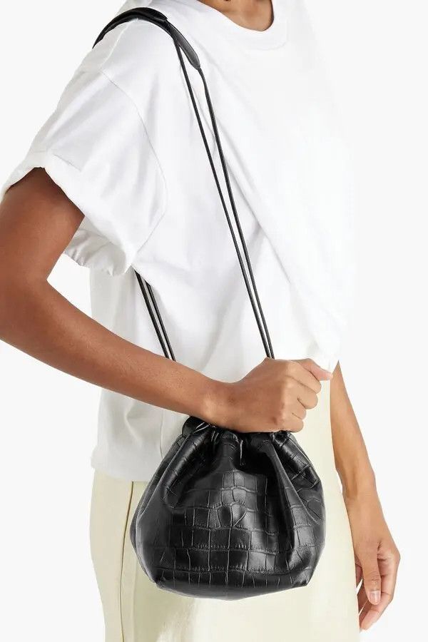 Jil Sander o1loc1c0426 Size:OS/Croc-Effect Leather Bucket Bag in Black Size ONE SIZE - 5 Thumbnail