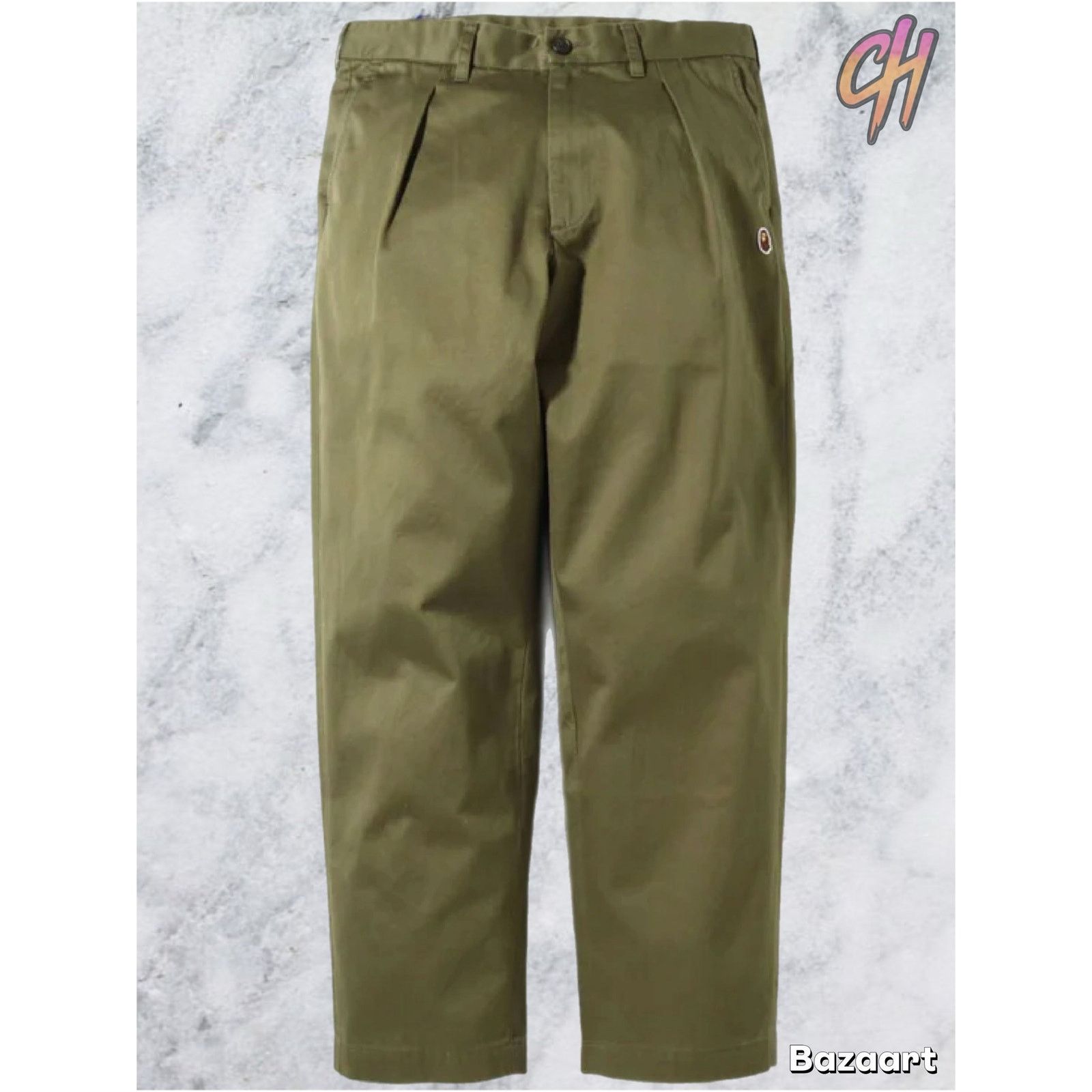 Bape Bape One Pont Loose Fit Dark Olive Chino Pants Size Large Size US 33 - 4 Thumbnail