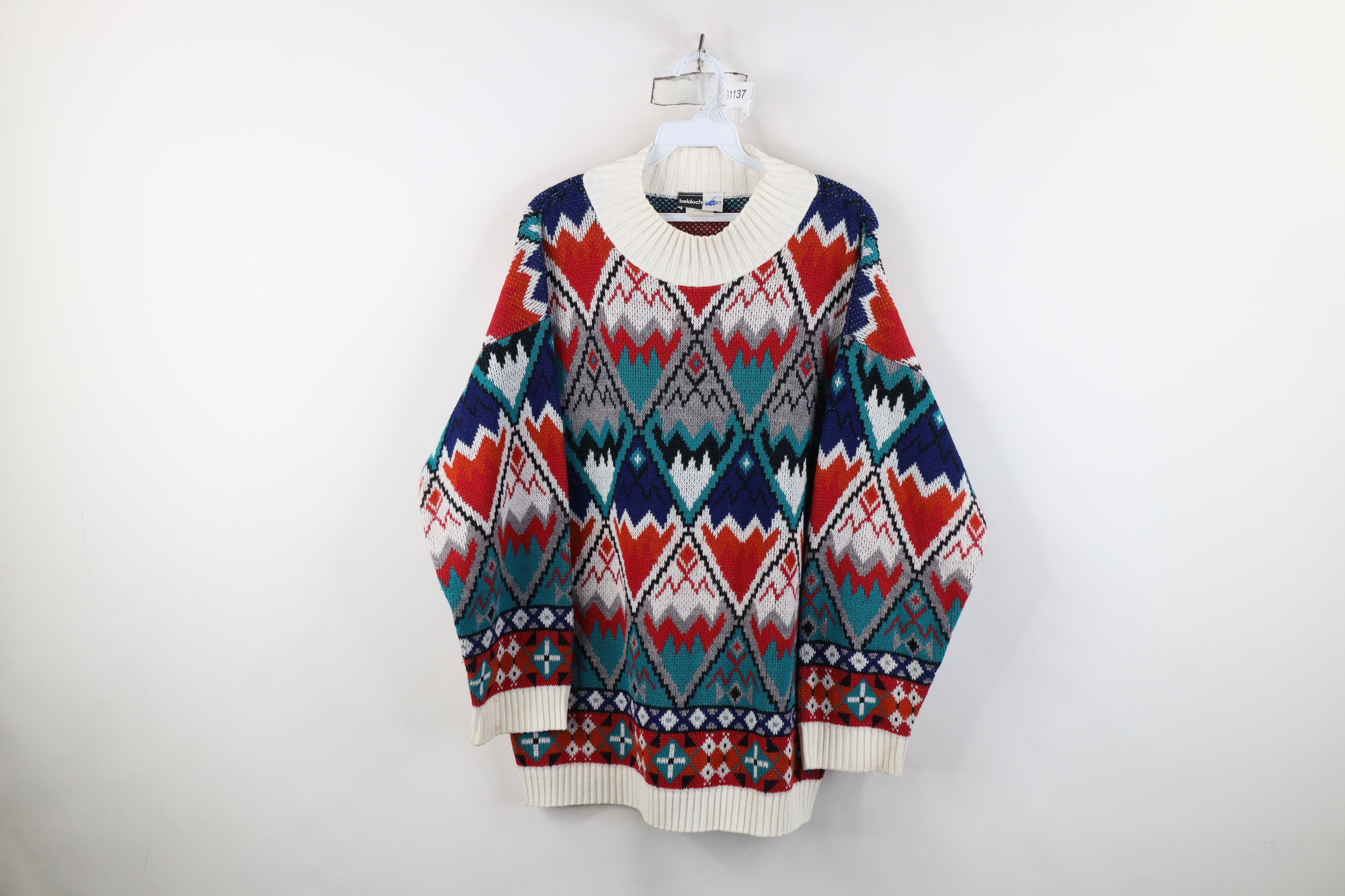 Vintage Vintage 90s Streetwear Fair Isle Knit Mock Neck Sweater USA Size L / US 10 / IT 46 - 1 Thumbnail