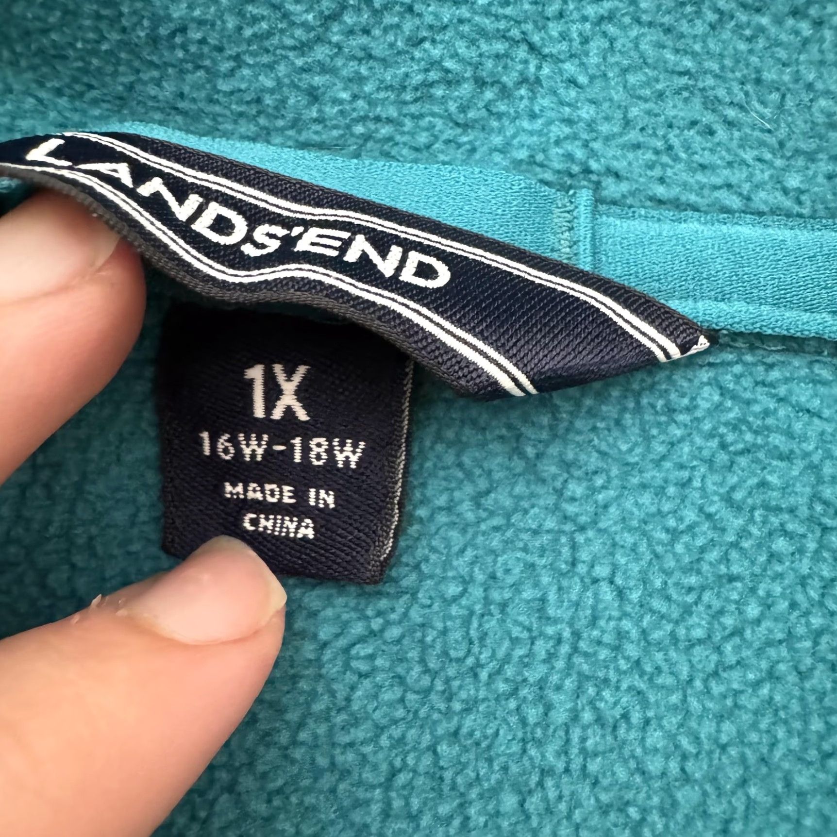 Lands' End VINTAGE: No — Lands' End Pullover Jacket 1X Plus 16W 18W Fleece Quarter Zip Warm Cozy Fall Women’s Plus Size Teal Size XL / US 12-14 / IT 48-50 - 3 Thumbnail