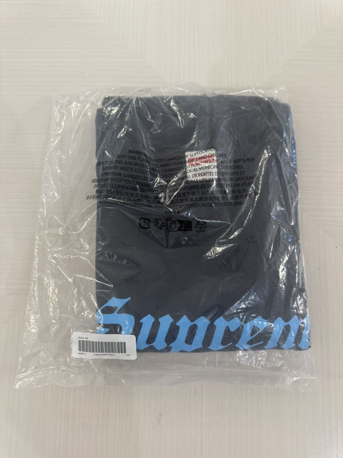 Supreme Supreme speed tee navy sz XXL SS26 IN HAND | Grailed