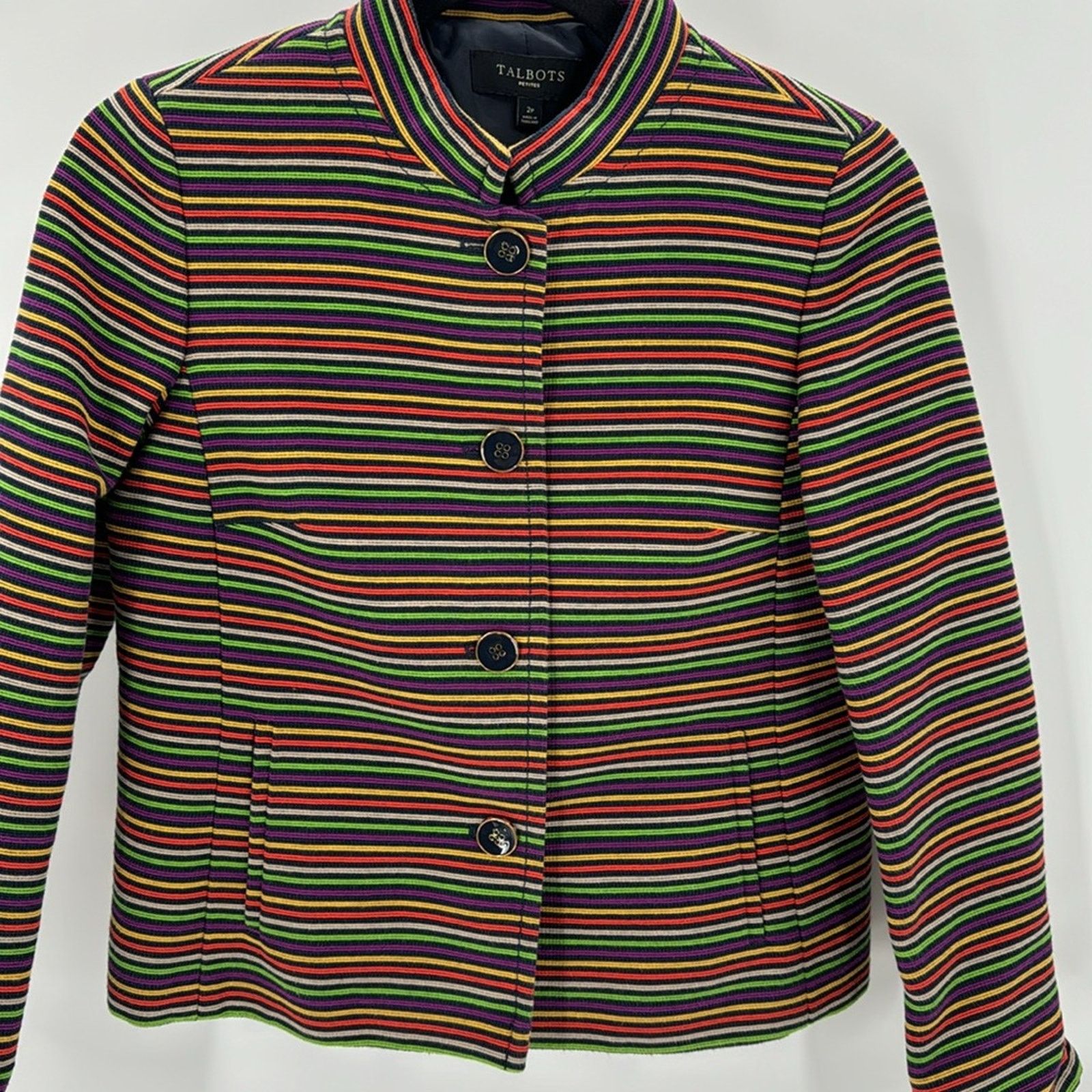 Other Talbots Cotton Blend Striped Blazer Multicolor Lined sz 4P Size S / US 4 / IT 40 - 4 Thumbnail