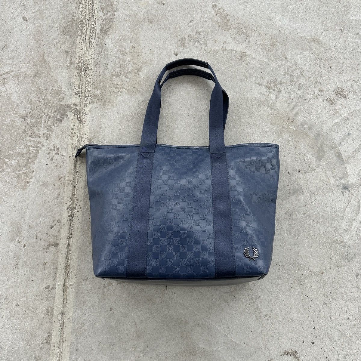 Fred Perry Vintage Fred Perry Monogram Pattern Tote Bag Blue Eco OS Size ONE SIZE - 1 Thumbnail
