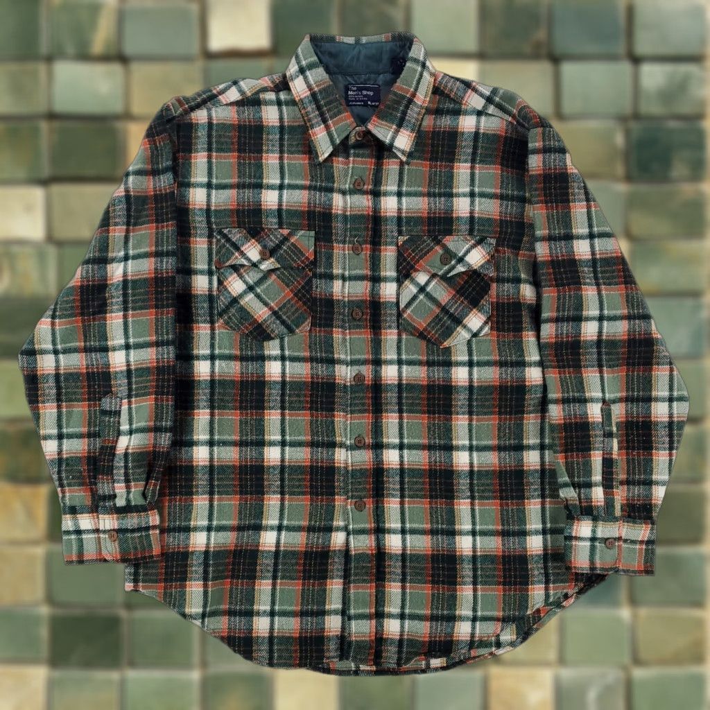 Penn VINTAGE JC Penney 70s Green Plaid Flannel Button-Up Shirt Long Sleeve Mens XL Size US XL / EU 56 / 4 - 1 Thumbnail
