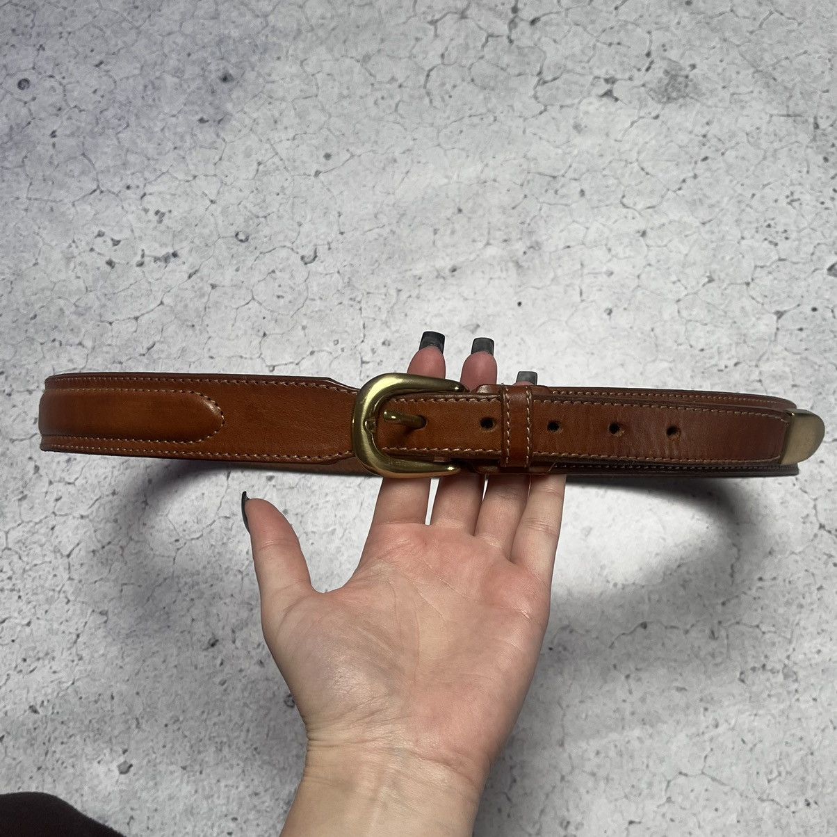 Designer × Japanese Brand × Vintage Brown Leather Belt Brass Hardware Italy Columbus Hype 00s Size ONE SIZE - 11 Thumbnail