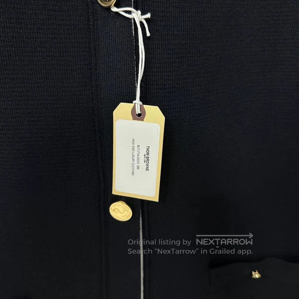 Thom Browne navy long cardigan with stripes by Thom Browne. Size US M / EU 48-50 / 2 - 4 Thumbnail