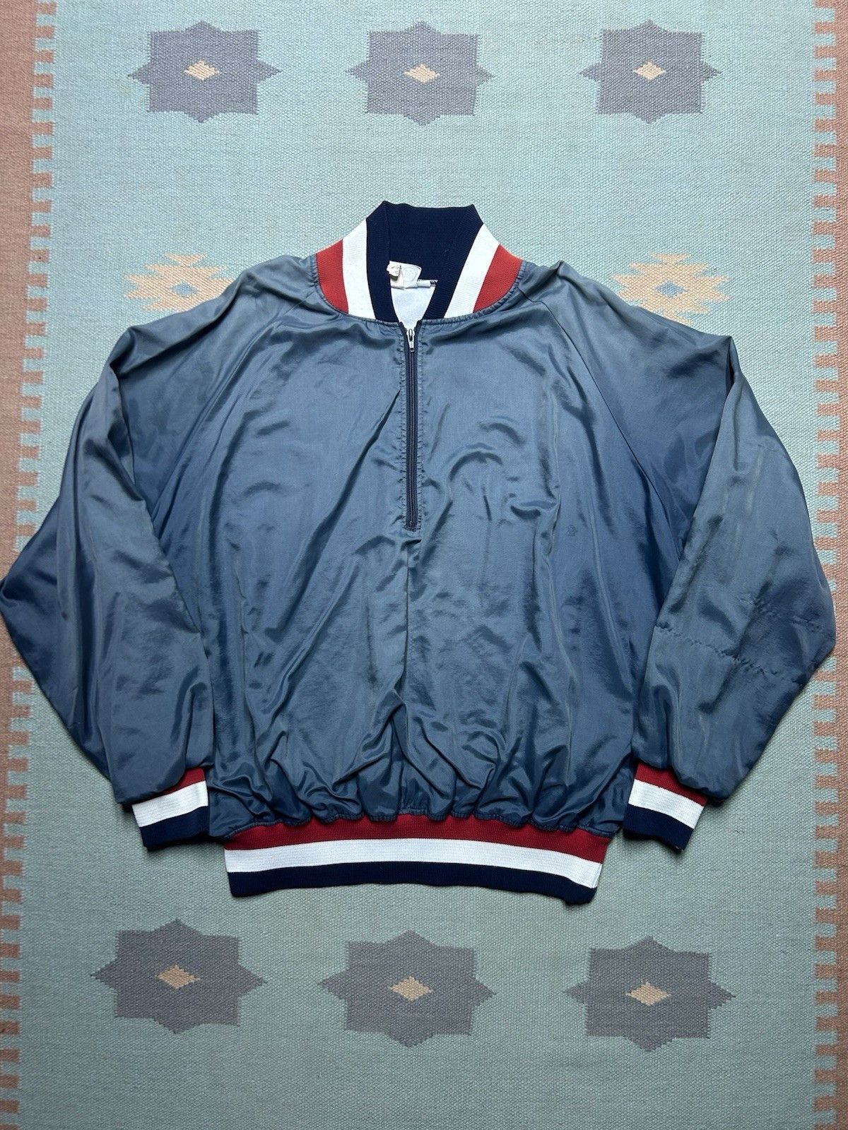 Vintage Vtg 80s satin bomber jacket nylon 1/2 zip blank lined 3XL Size US XXL / EU 58 / 5 - 1 Thumbnail
