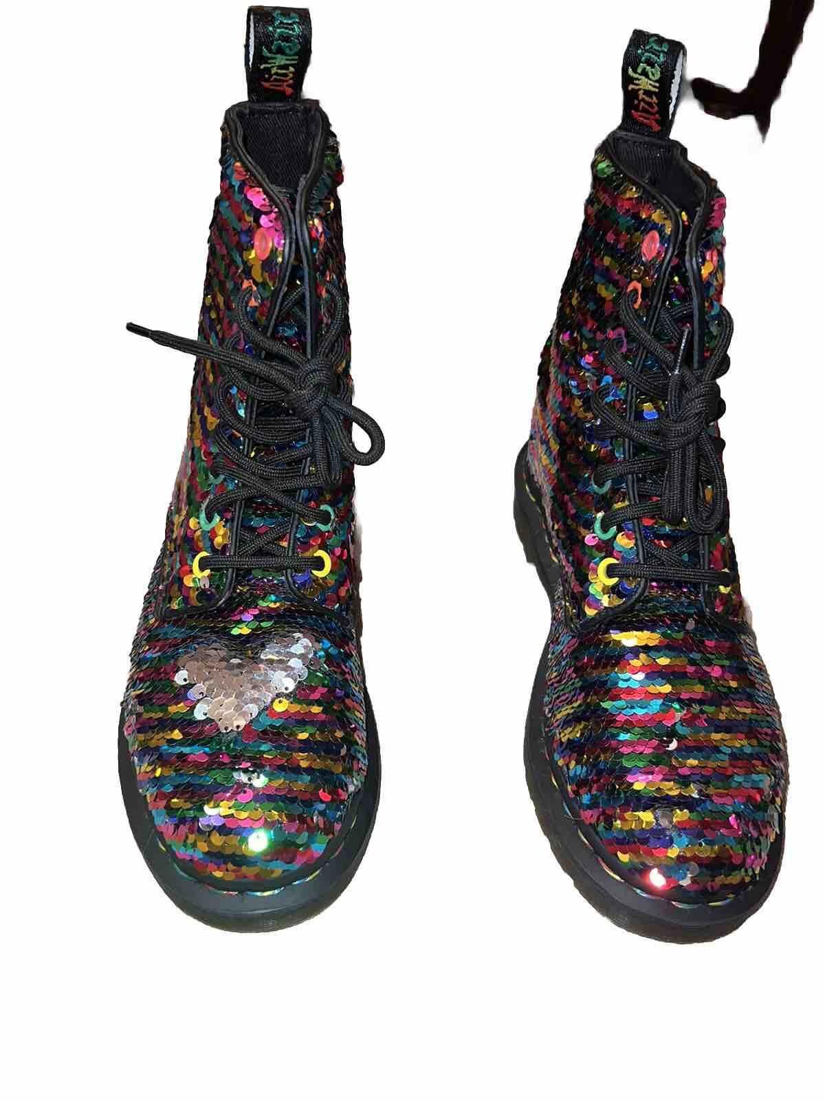 Dr. Martens NEW Dr Martens 1460 Pascal Rainbow Silver Sequin Boots US 6 Size US 6 / IT 36 - 7 Thumbnail