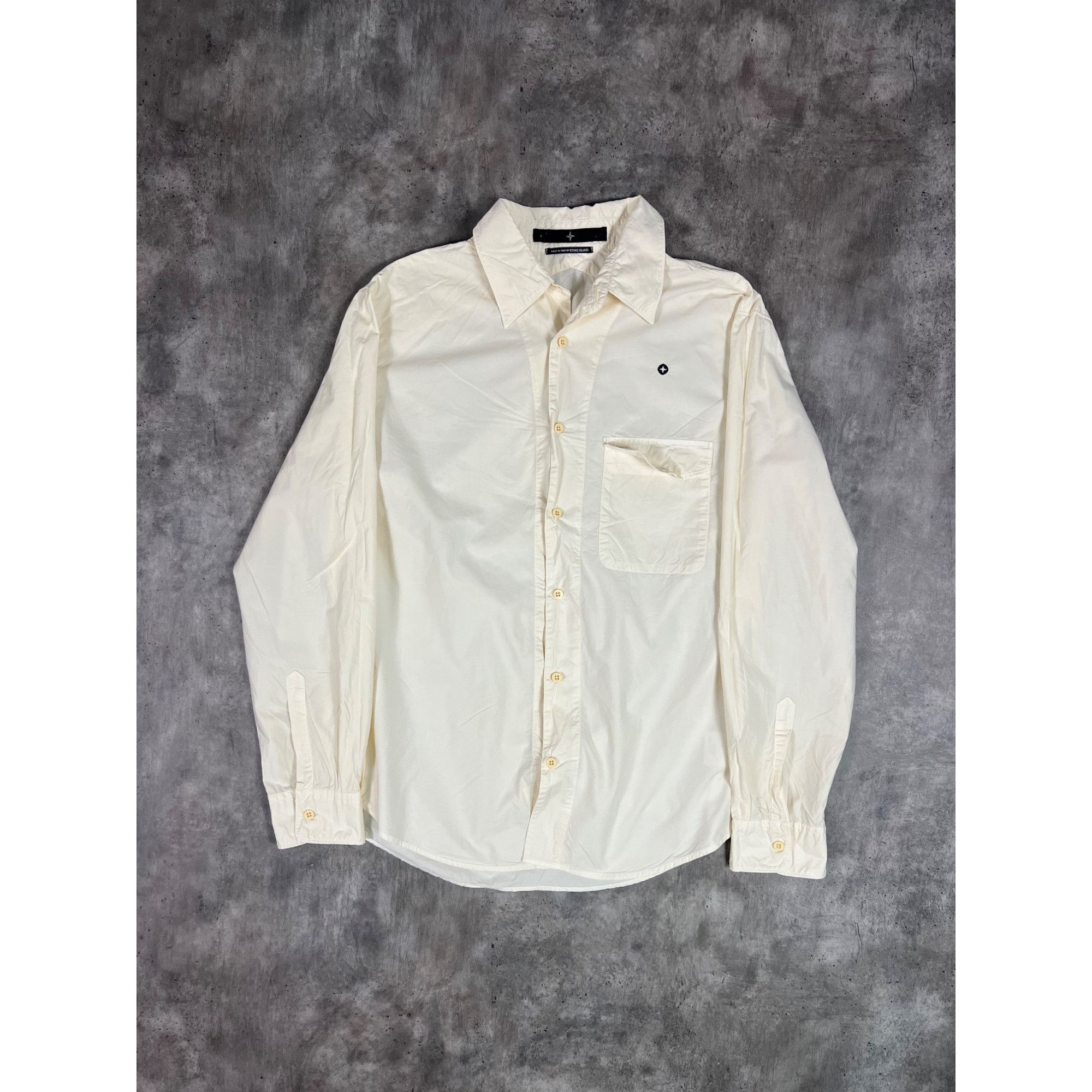 image of Vintage Stone Island Denims Button Up Shirt in Beige, Men's (Size Large)