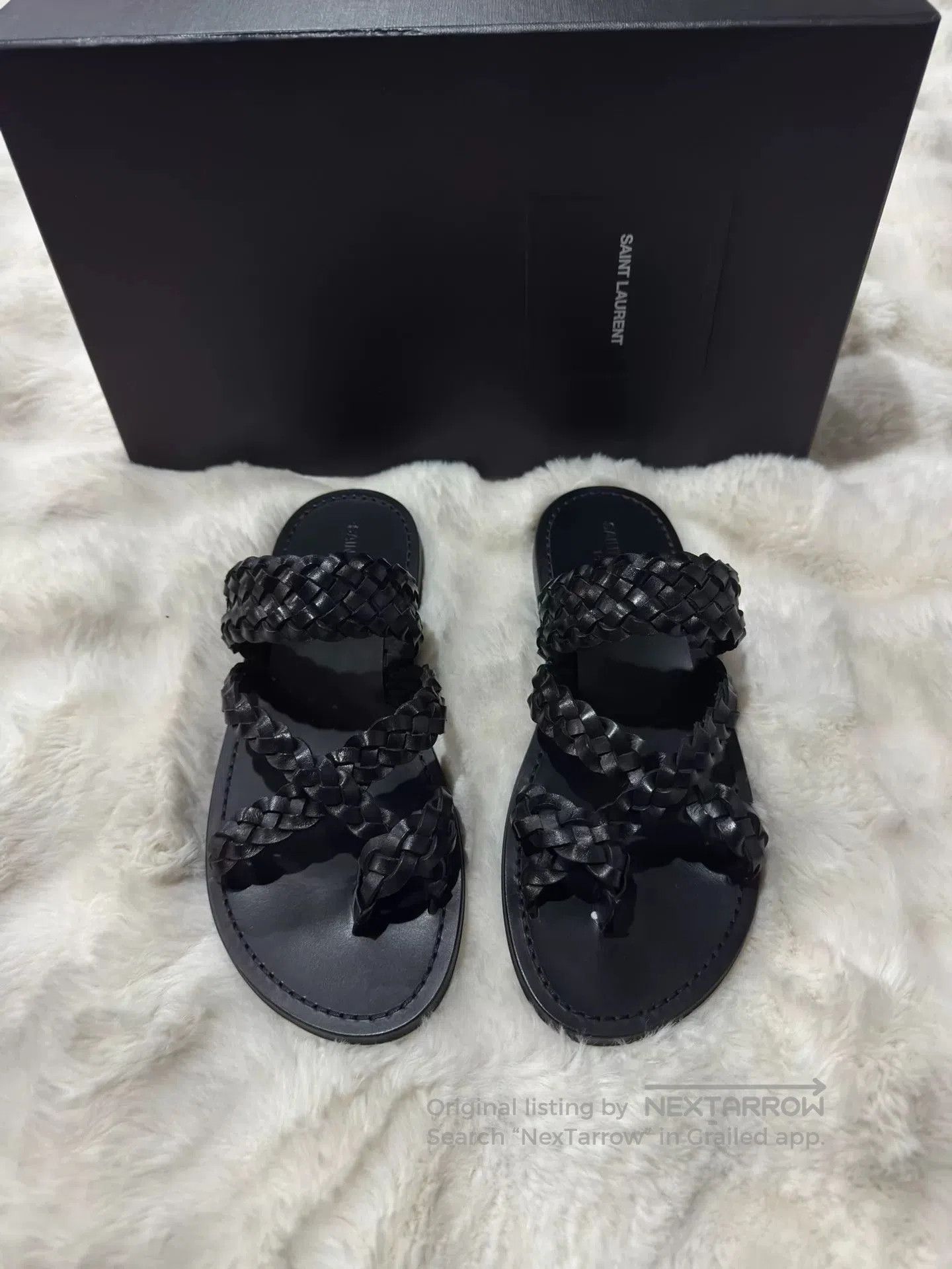 Saint Laurent Paris Saint Laurent Woven Slipper Sandals. Size US 7 / EU 40 - 1 Thumbnail