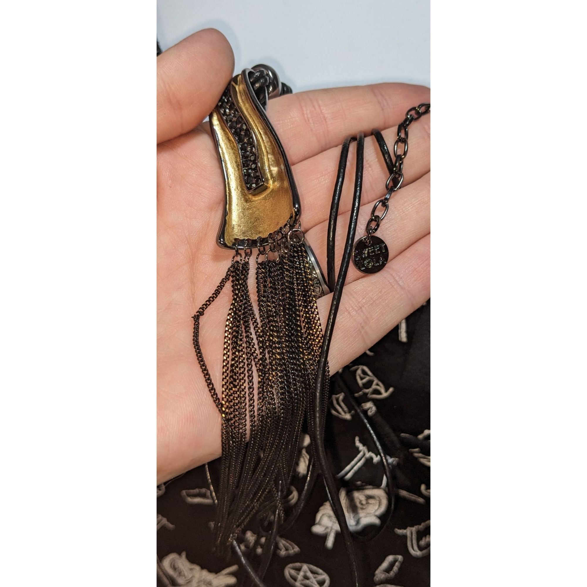 Other Sweet Lola Gothic Black & Gold Tassel Pendant Necklace Size ONE SIZE - 3 Thumbnail