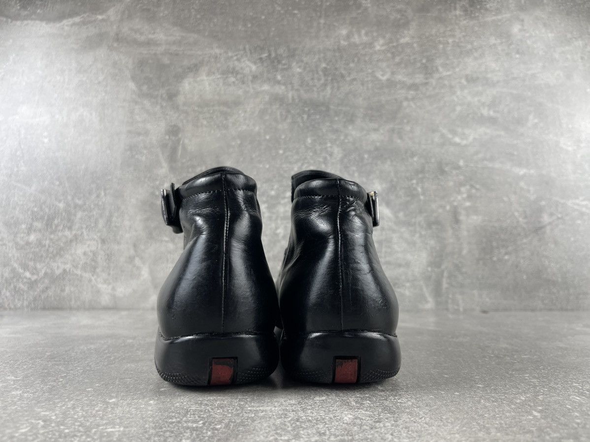Prada Prada Ankle Leather Boots Black Slip On Buckle Size US 7.5 / IT 37.5 - 6 Thumbnail