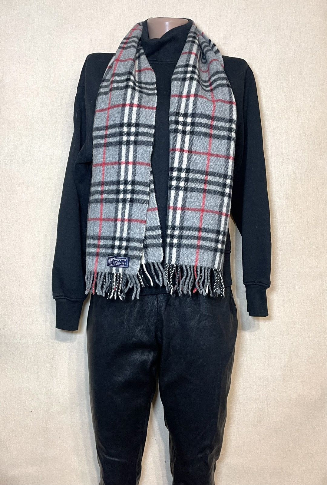 Burberry × Vintage Burberry London cashmere tartan gray scarf Size ONE SIZE - 2 Thumbnail