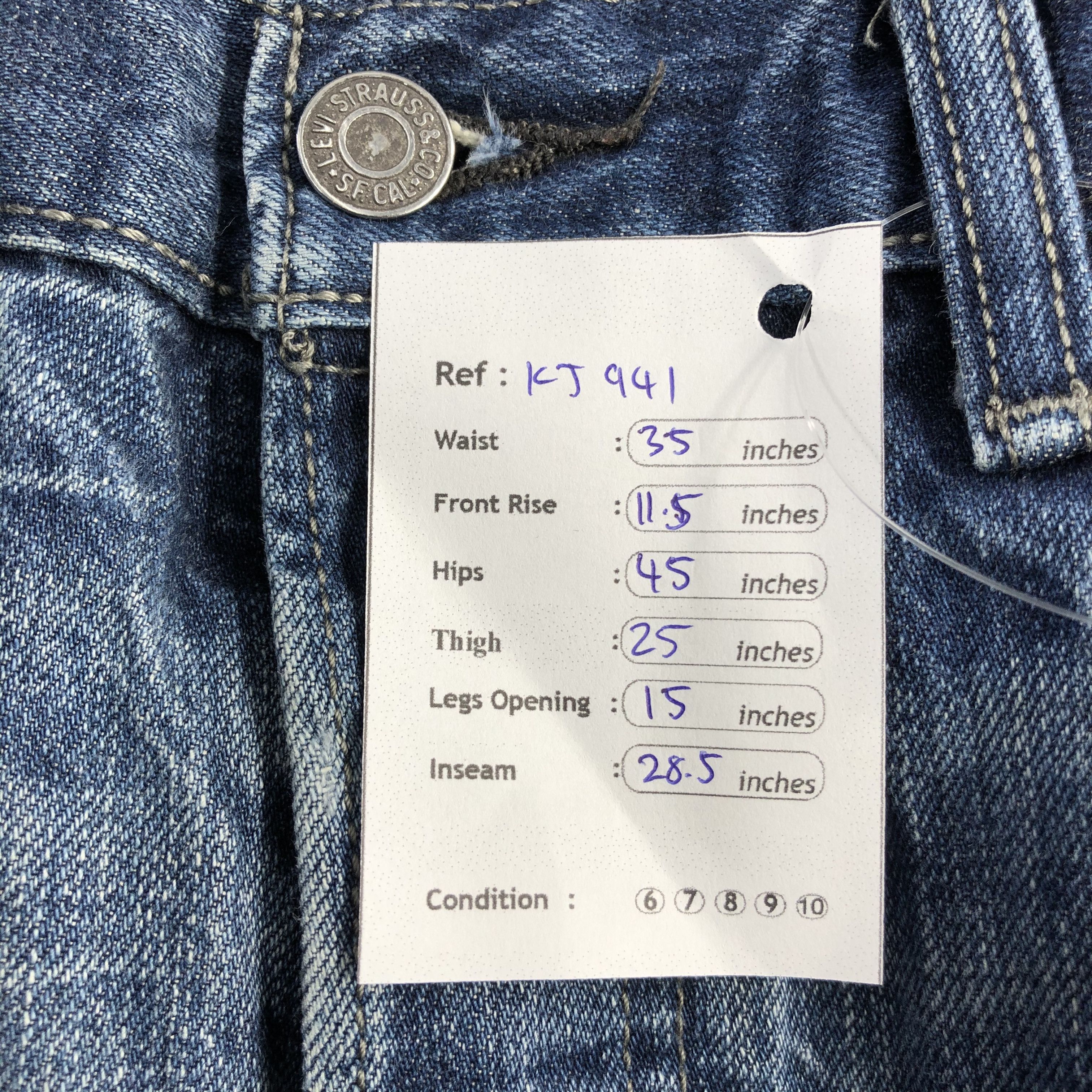 Levi's Vintage 501 Jeans Blue Wash Denim KJ941 Size US 34 / EU 50 - 15 Thumbnail