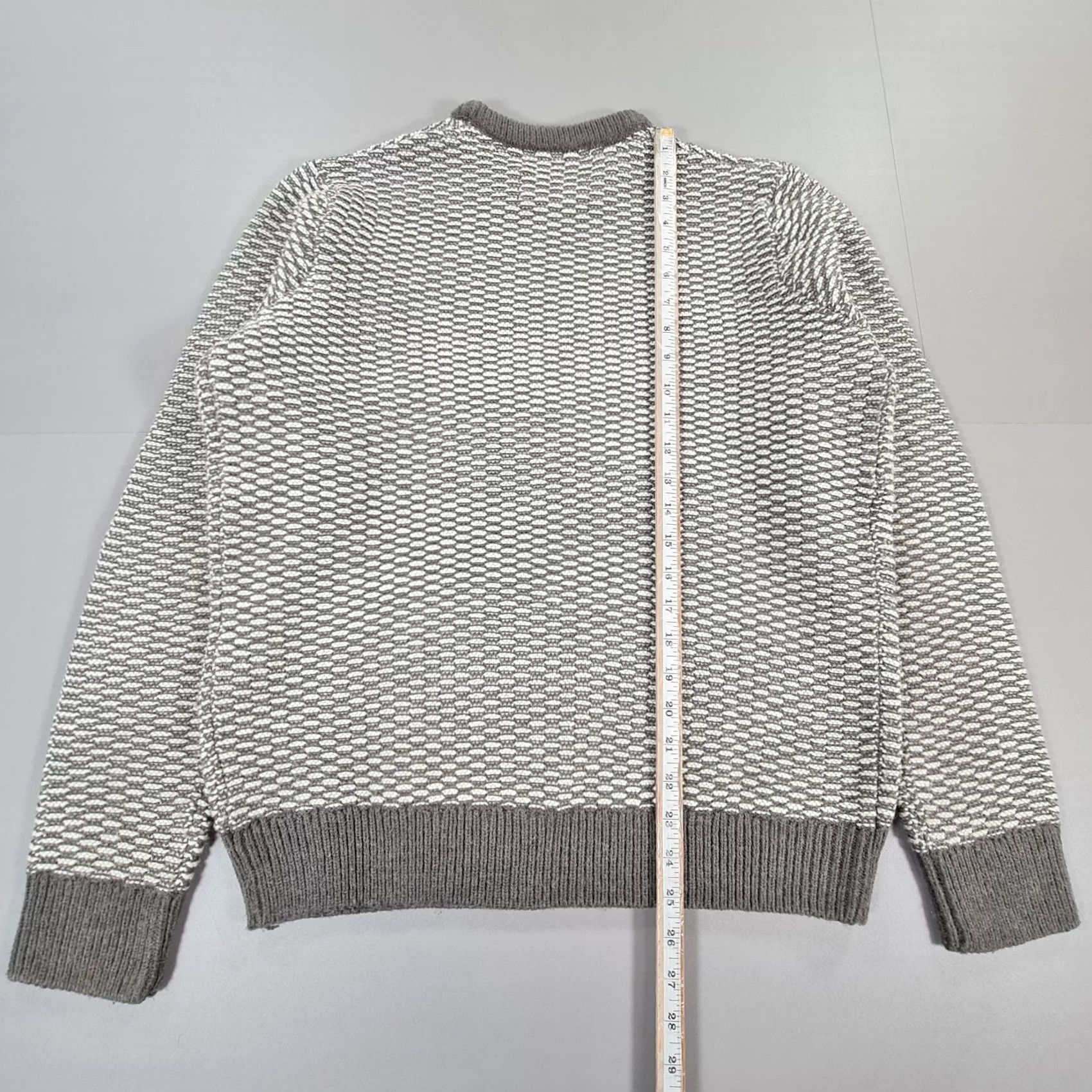 Folk Folk Mens Jumper Grey Medium 3 Textured Chunky Knit Wool Blend Crew Sweater Size US M / EU 48-50 / 2 - 6 Thumbnail