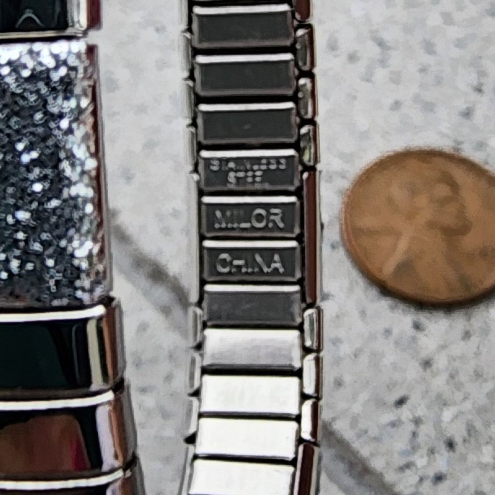 Designer Milor Polished Glitter Stainless Steel Stretch Link Bracelet Size ONE SIZE - 4 Thumbnail