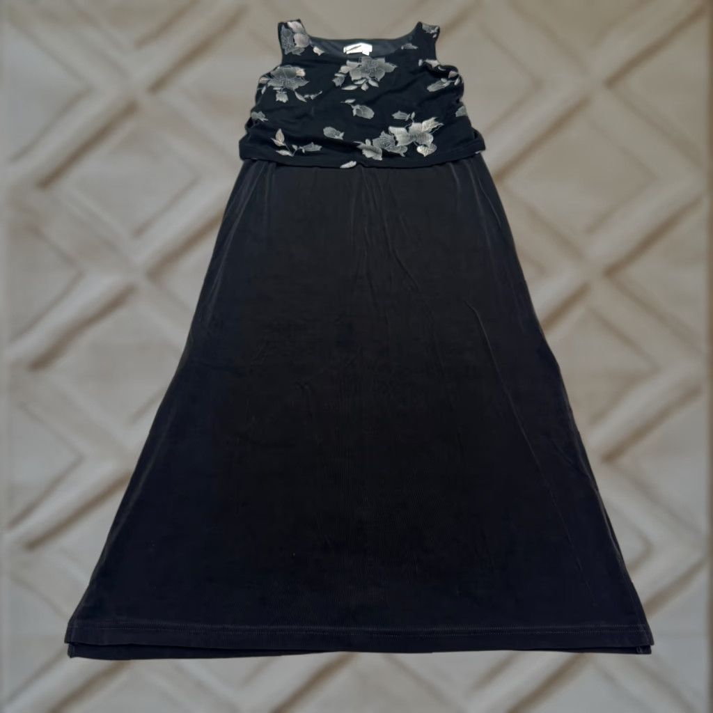 Coldwater Creek Coldwater Creek Velvet Maxi Dress Womens 12 Black Sleeveless Floral Overlay Boho Size XL / US 12-14 / IT 48-50 - 1 Thumbnail