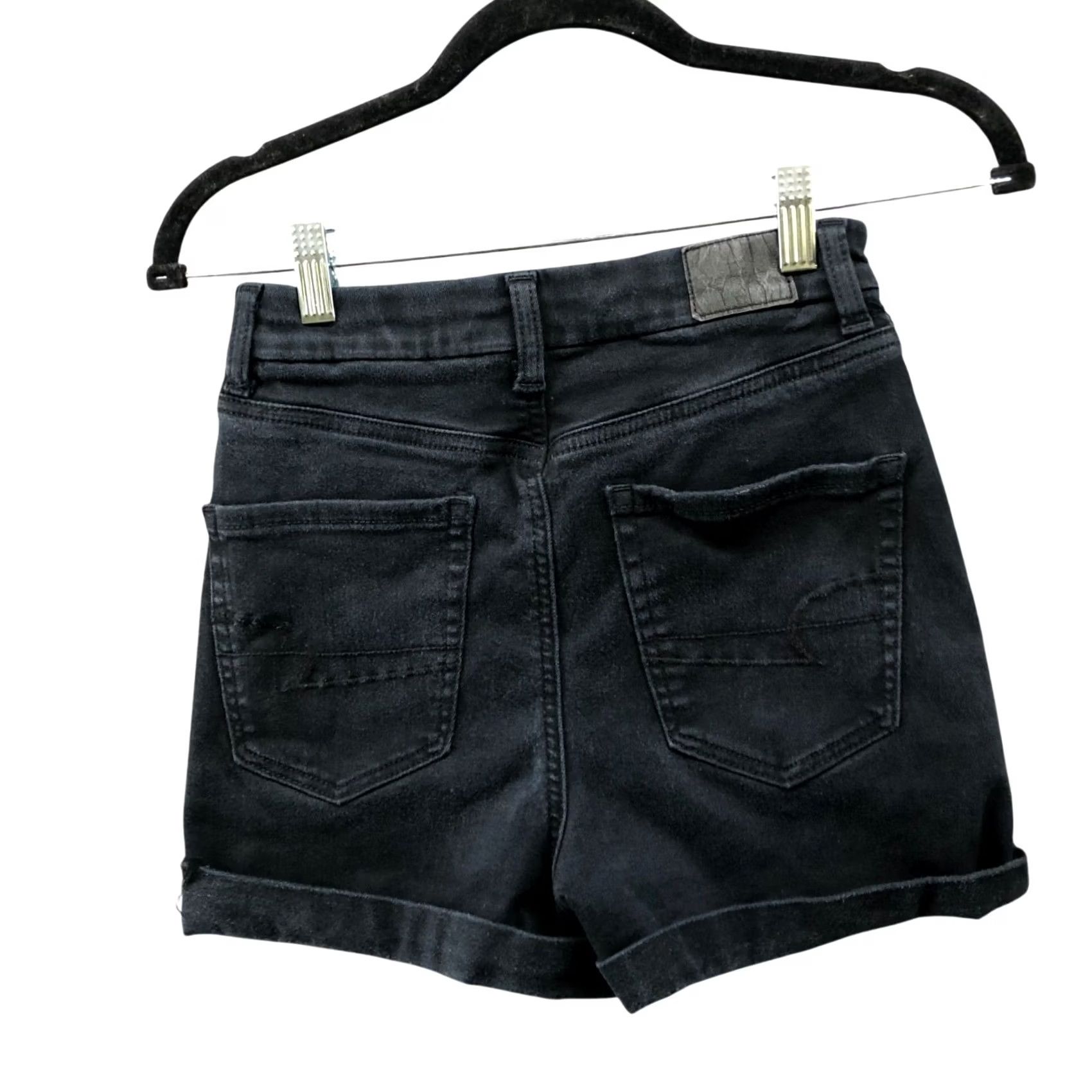 American Eagle Outfitters VINTAGE: No American Eagle Shirt Denim Shorts Womens 2 Black Stretch Shortie Hi-Rise 2.5in Inseam 5-Pocket Growth? Size 26" / US 2 / IT 38 - 2 Thumbnail
