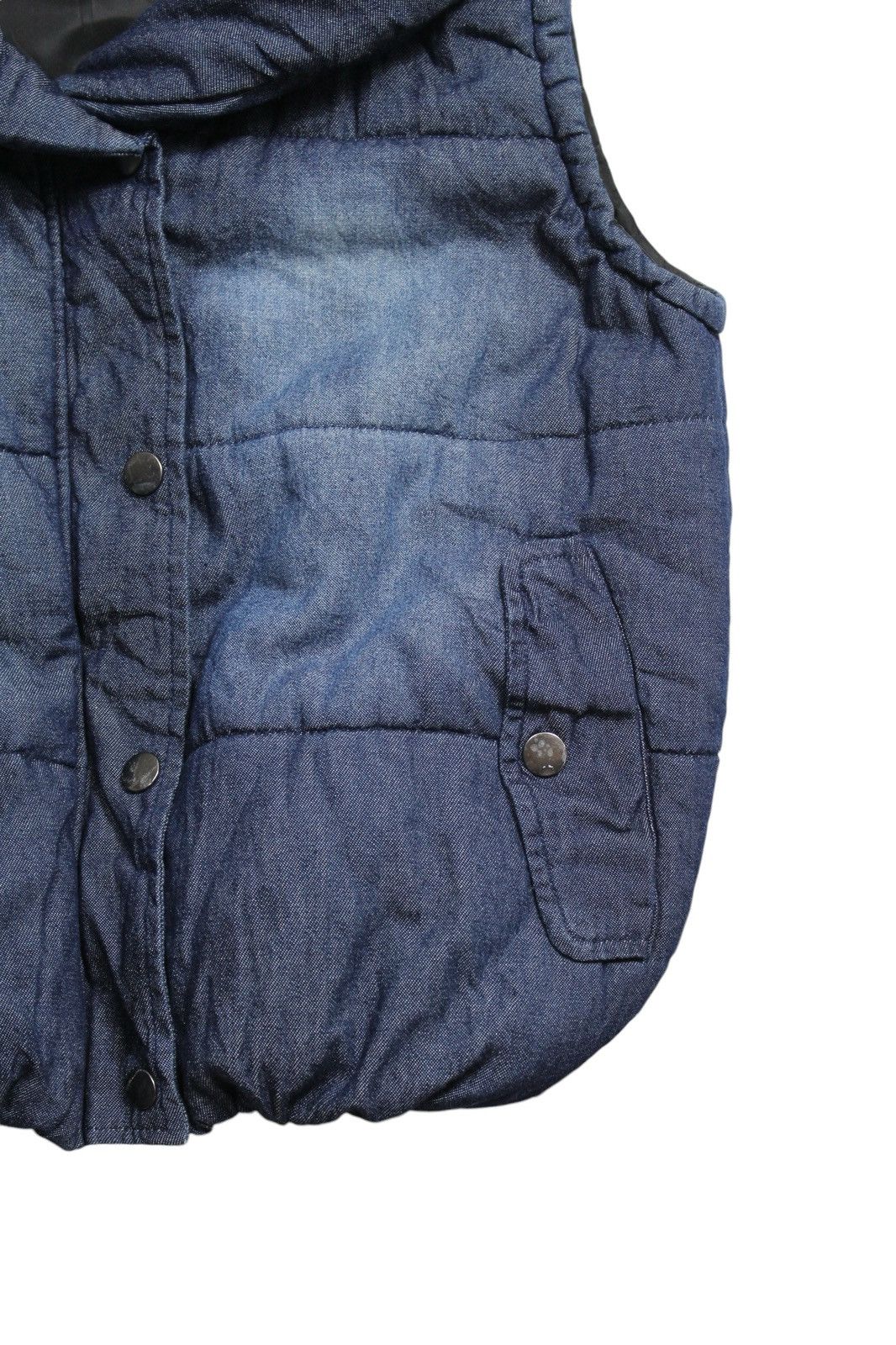 Japanese Brand PRIVATE BEACH DENIM SHAWL COLLAR QUILTED VEST Size US M / EU 48-50 / 2 - 4 Thumbnail