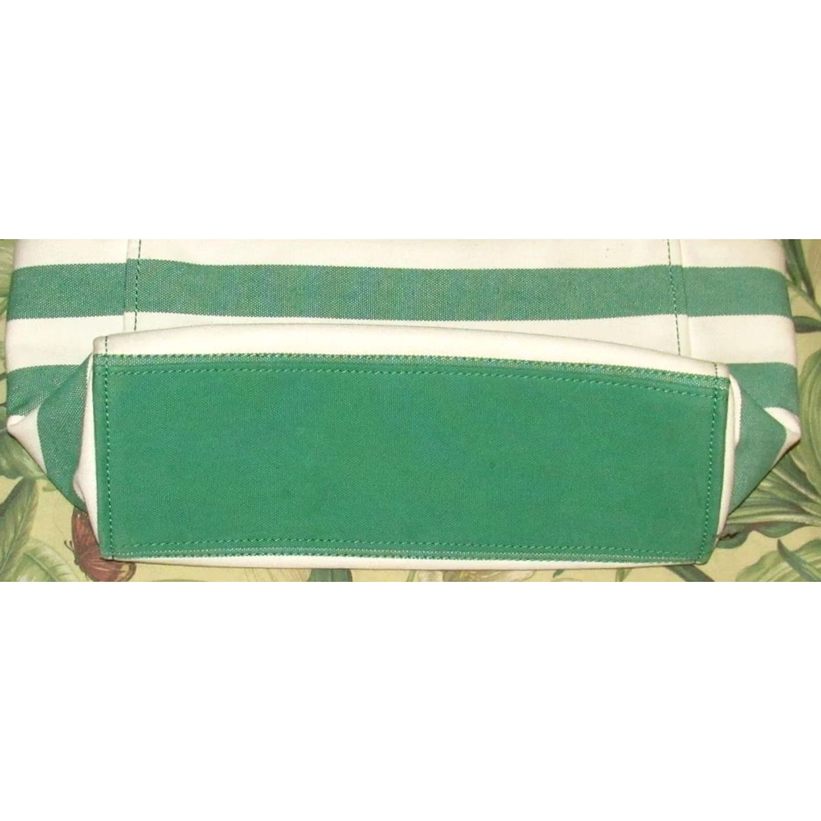 Vintage KATE SPADE Green Striped Canvas Tote Bag Size ONE SIZE - 3 Thumbnail