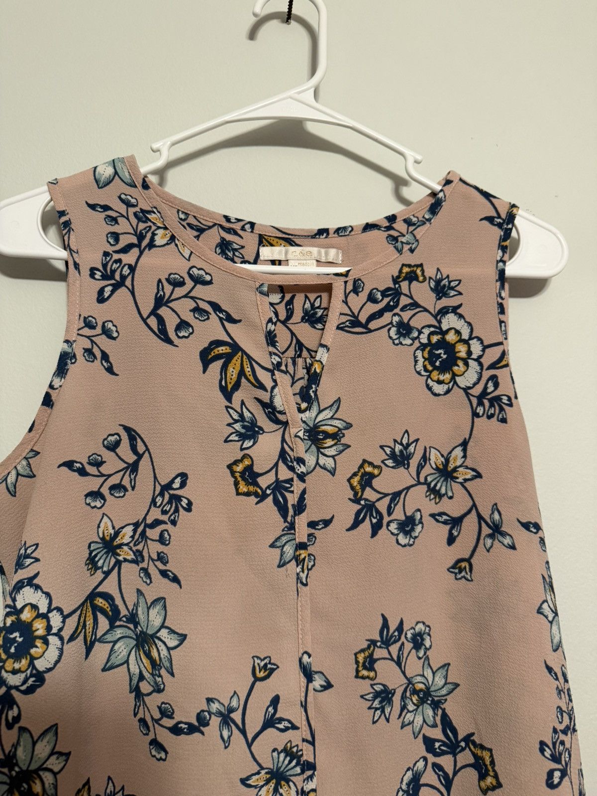 Other Sleeveless Floral Blouse Light Pink with Blue, Yellow Flower Size XS / US 0-2 / IT 36-38 - 3 Thumbnail