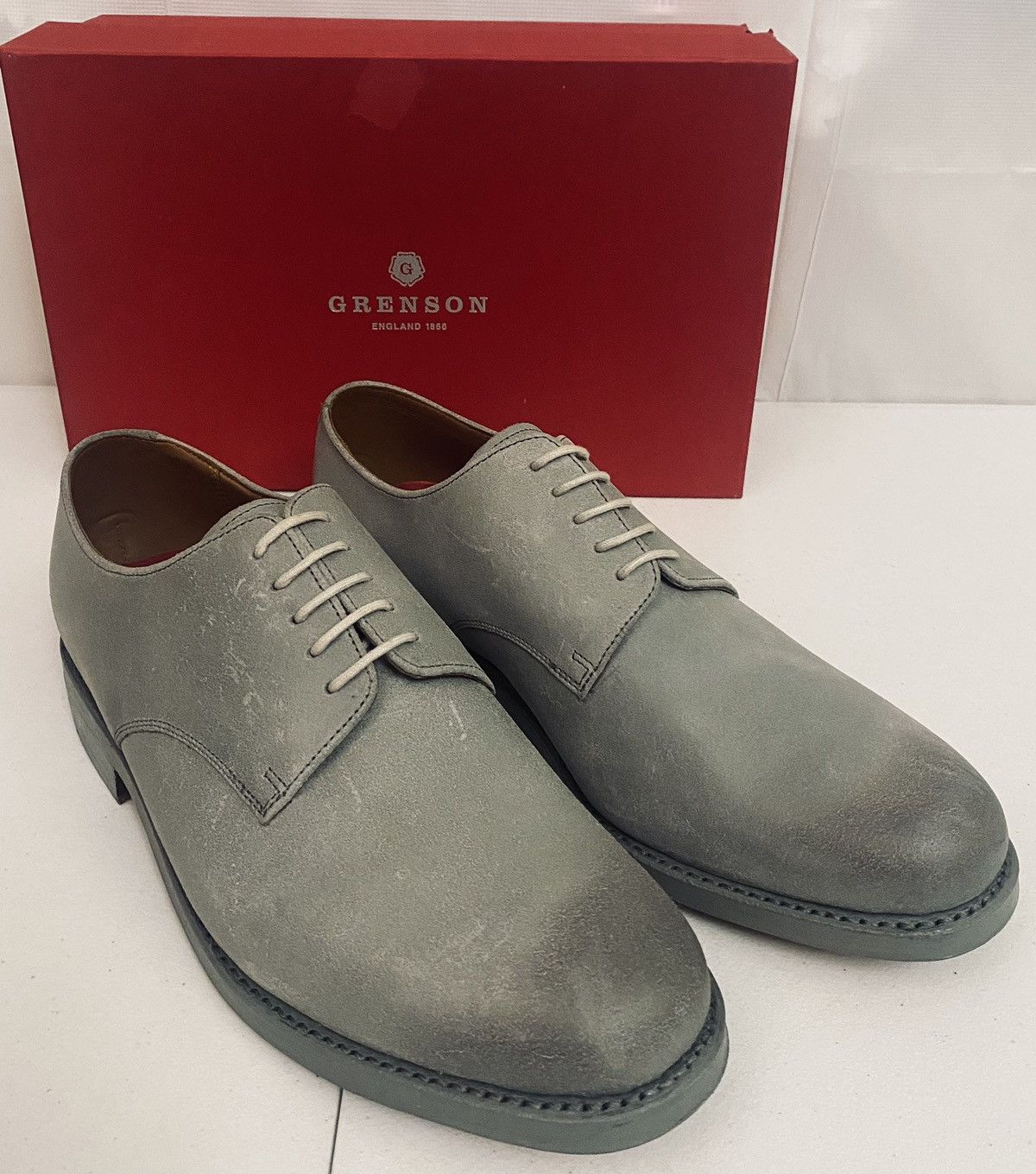 Grenson Grenson Grey Leather Burnished Toe Finnegan Derby 11 NIB Size US 11 / EU 44 - 7 Thumbnail