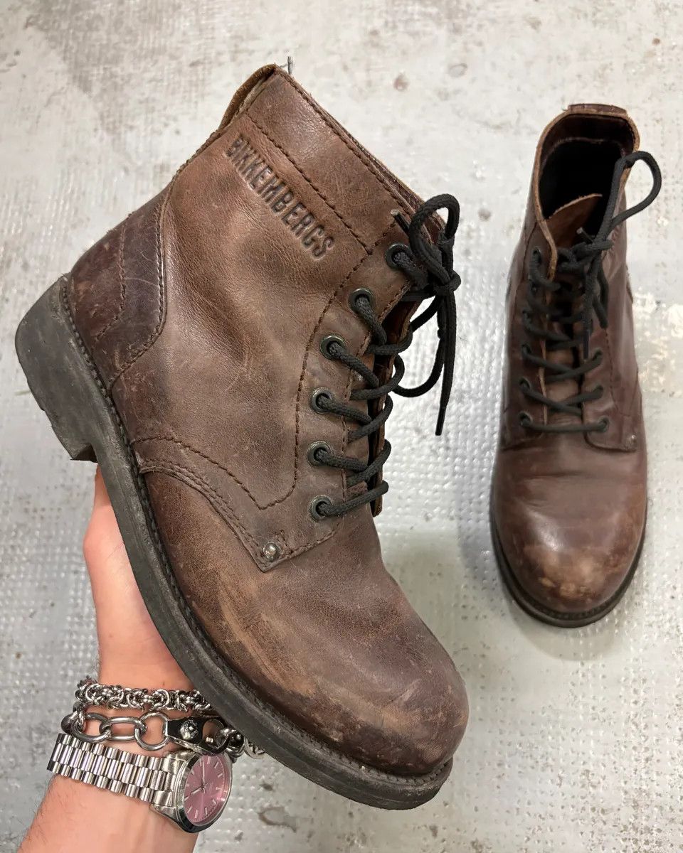 Dirk Bikkembergs 2000s Bikkembers Brown Eroded Leather Boots Size US 9 / IT 39 - 1 Thumbnail