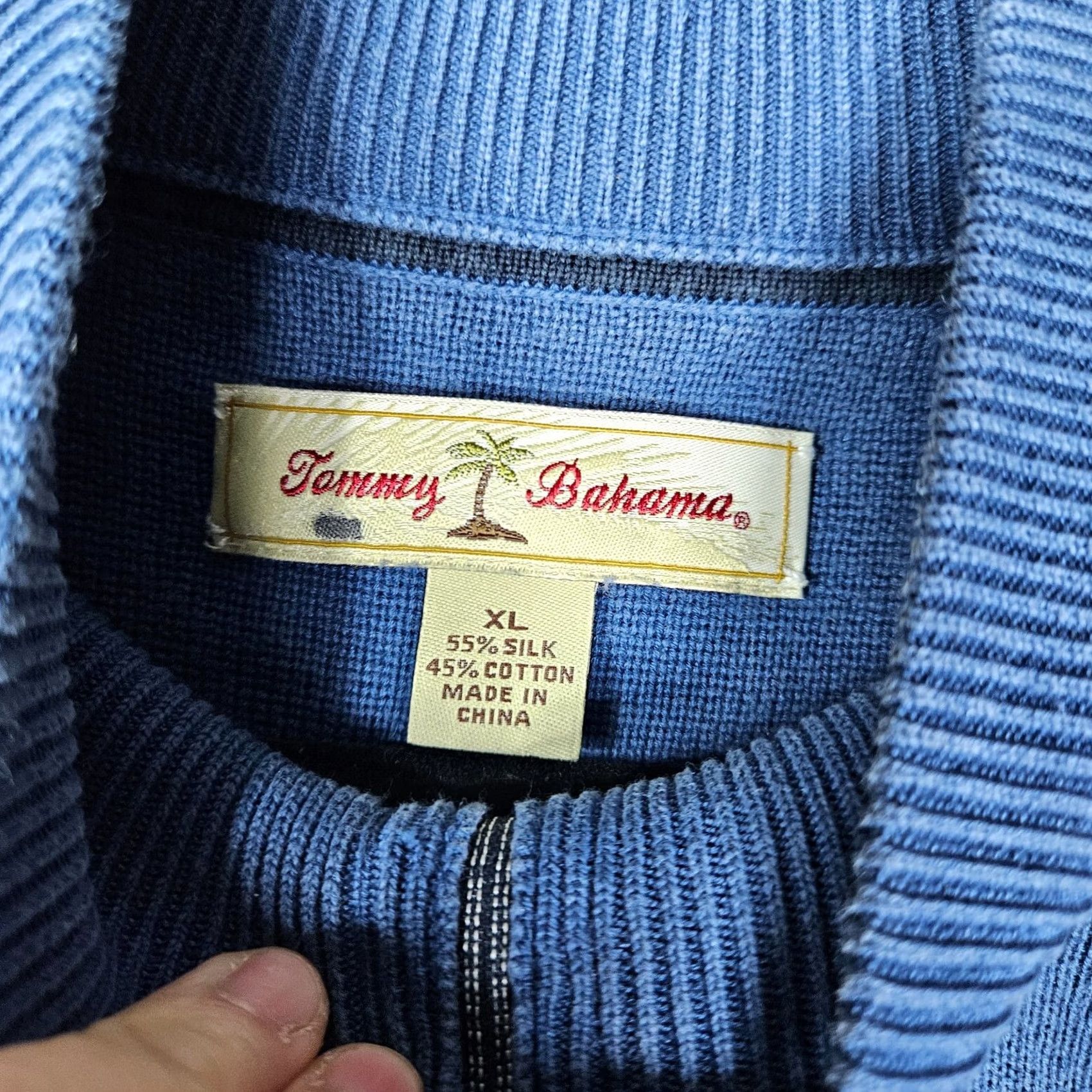Tommy Bahama Tommy Bahama Men’s Blue Silk Cotton 1/4 Zipper Sweater XL Size Knit Pullover Size US XL / EU 56 / 4 - 7 Thumbnail