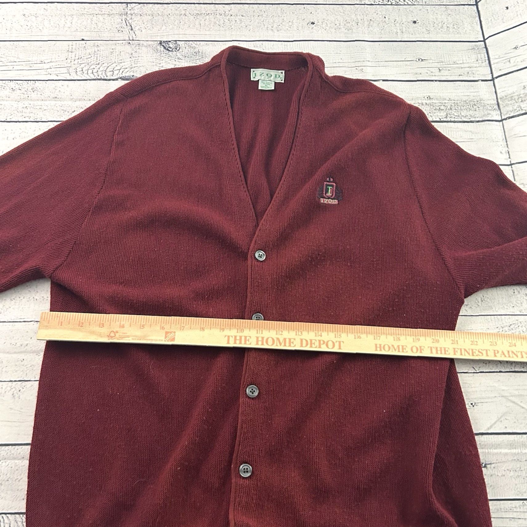 Izod VINTAGE IZOD Cardigan Sweater Men XL Maroon Red Button Front V-Neck Knit Casual Golf Winter Fall Spring Size US XL / EU 56 / 4 - 5 Thumbnail