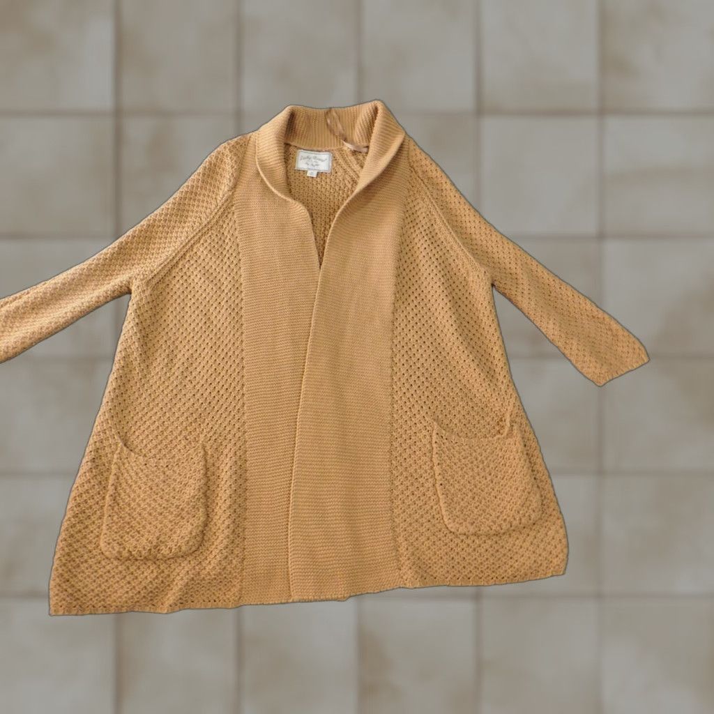 Lucky Brand Lucky Brand Cardigan Sweater Womens M Brown Knit Open Pockets Cotton Heavy V-Neck Casual Knitwear Regular Size M Women US Size M / US 6-8 / IT 42-44 - 1 Thumbnail