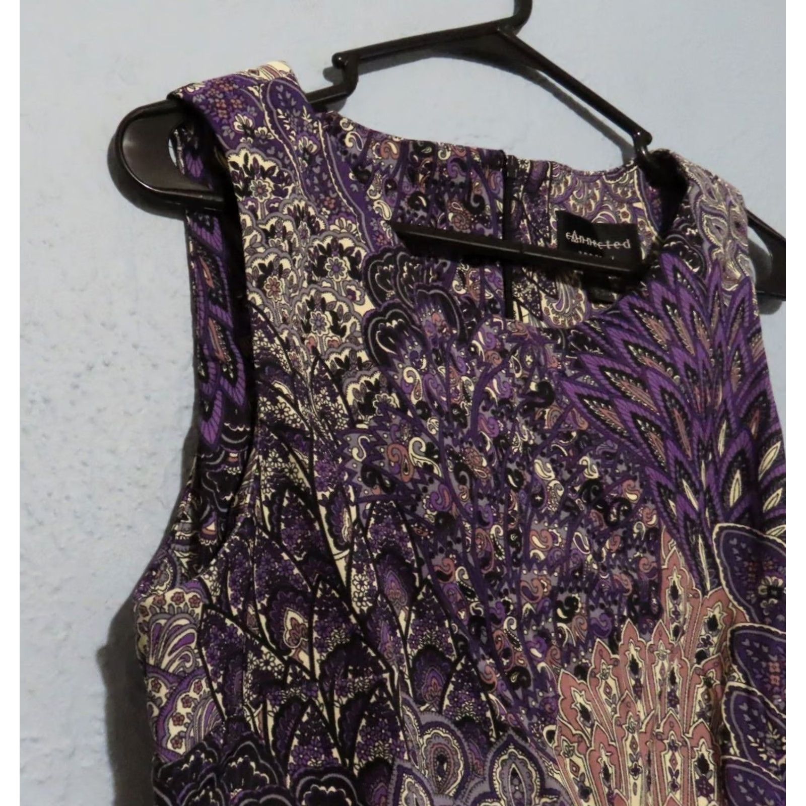 Vintage Connected Apparel Purple Floral Paisley Sleeveless Straight Dress Size 12 Size XL / US 12-14 / IT 48-50 - 5 Thumbnail