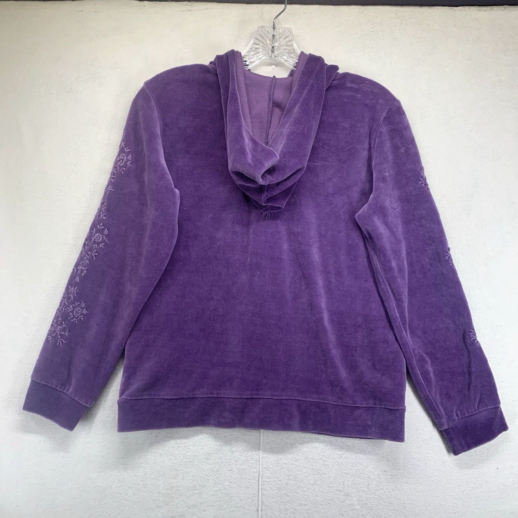 Vintage Style&co. Women's Purple Floral Hoodie Petite Small Full Zip Lightweight Casual 90s Outdoor Size S / US 4 / IT 40 - 3 Thumbnail