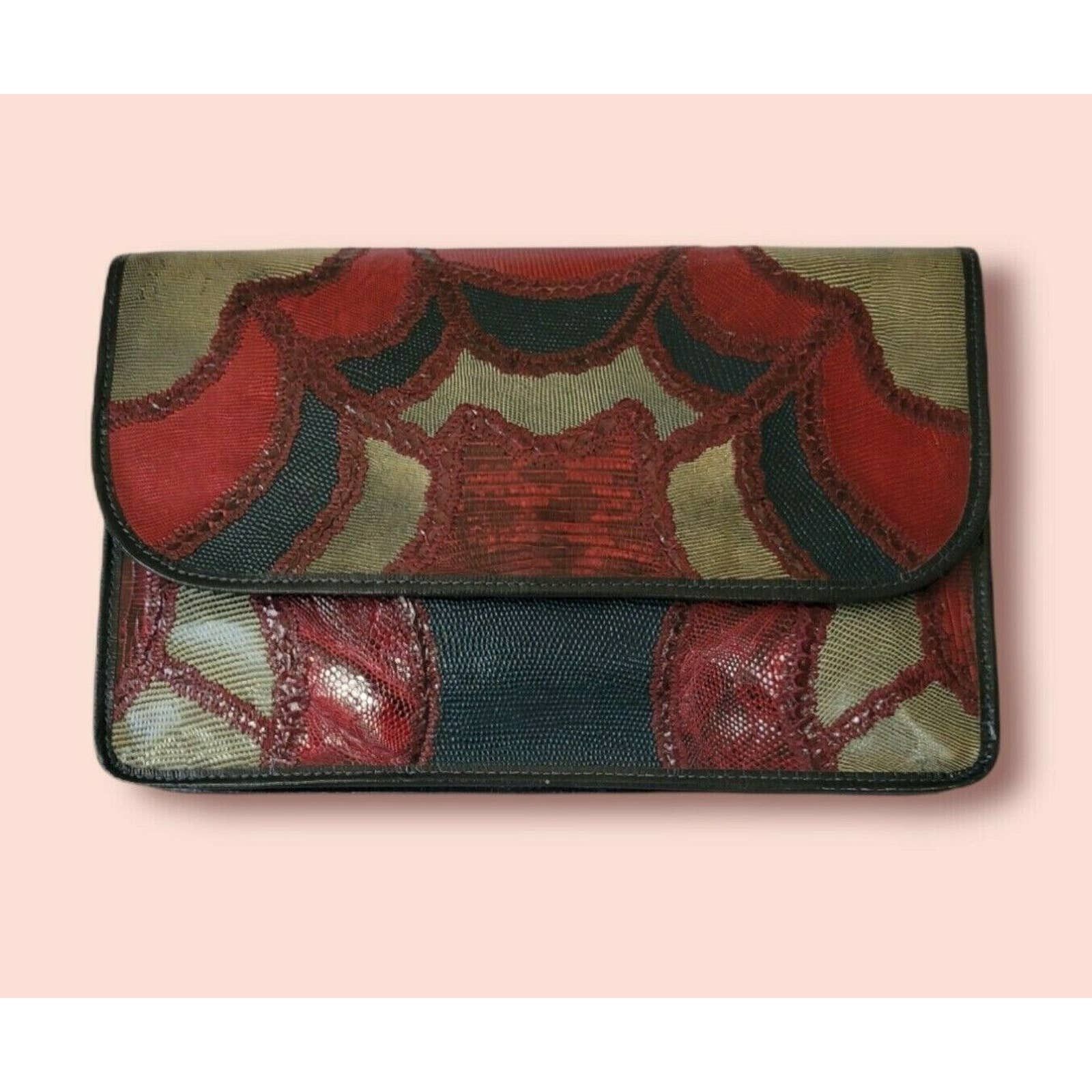 image of Name Carlos Falchi | Vintage Genuine Reptile & Leather Clutch Bag, Women's