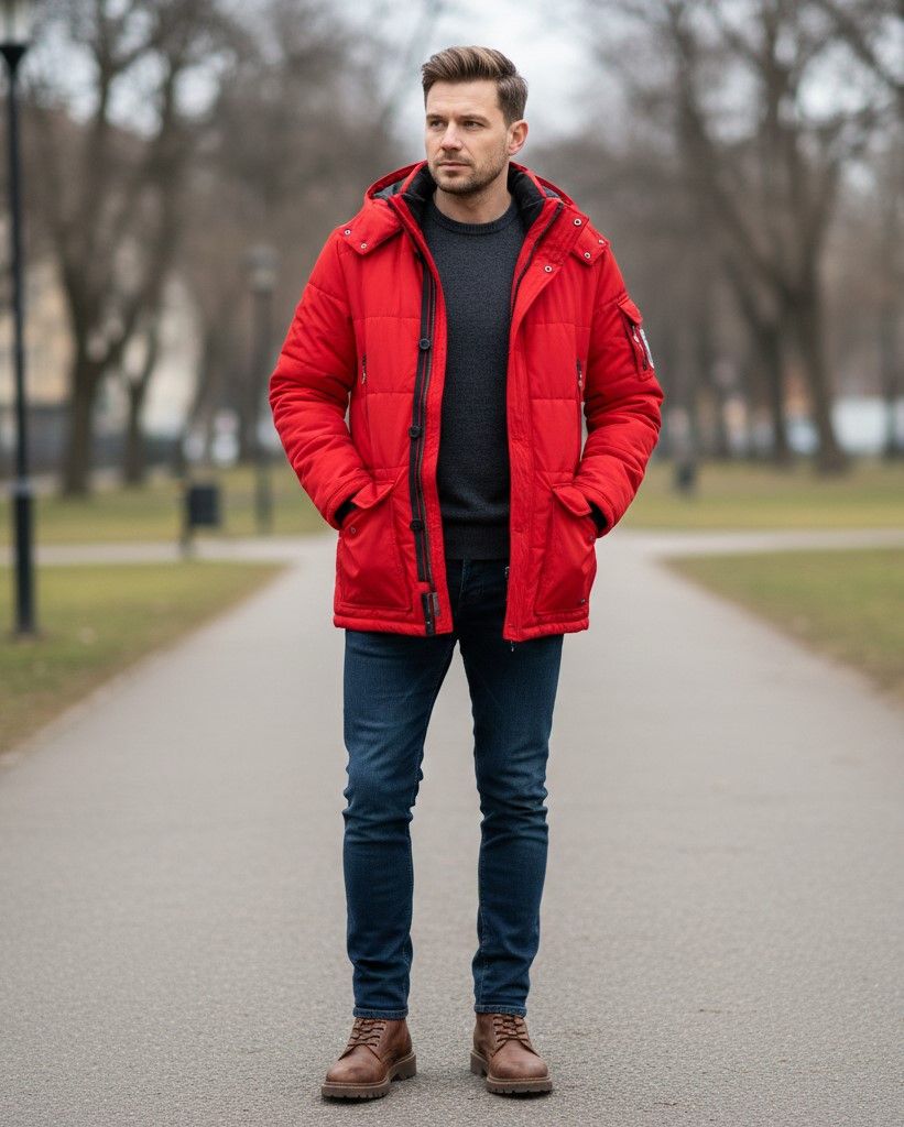 Vintage John Bradley Men 54 L Jacket Red Padded 9005 Size US L / EU 52-54 / 3 - 1 Thumbnail