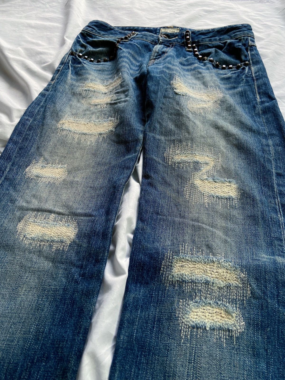 PPFM COOK JEANS #E99 DISTRESSED PUNK DENIM Size US 31 - 3 Thumbnail