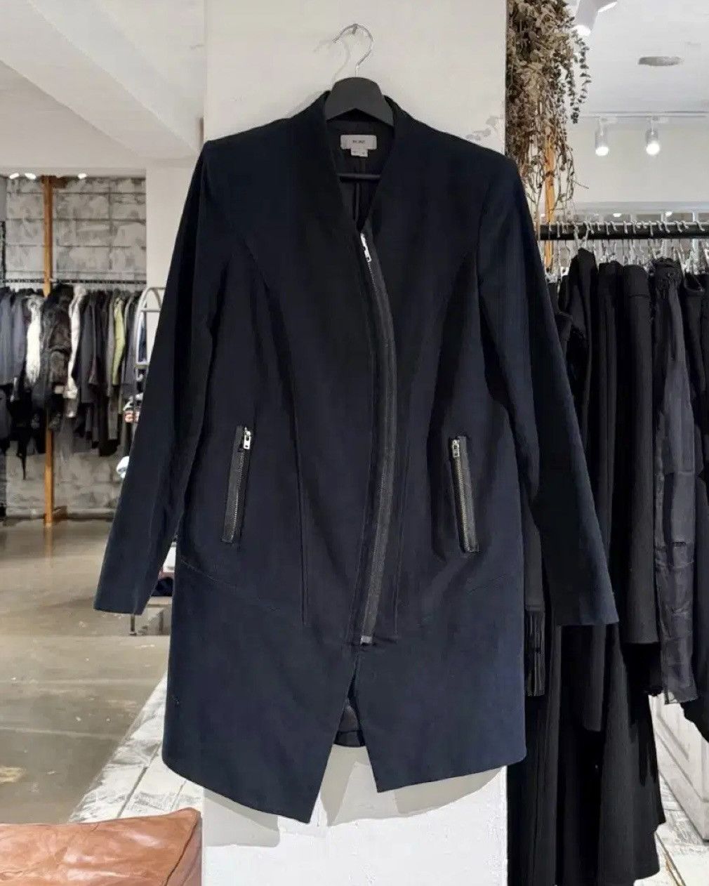 Helmut Lang Dark Navy Suede Coat Jacket
