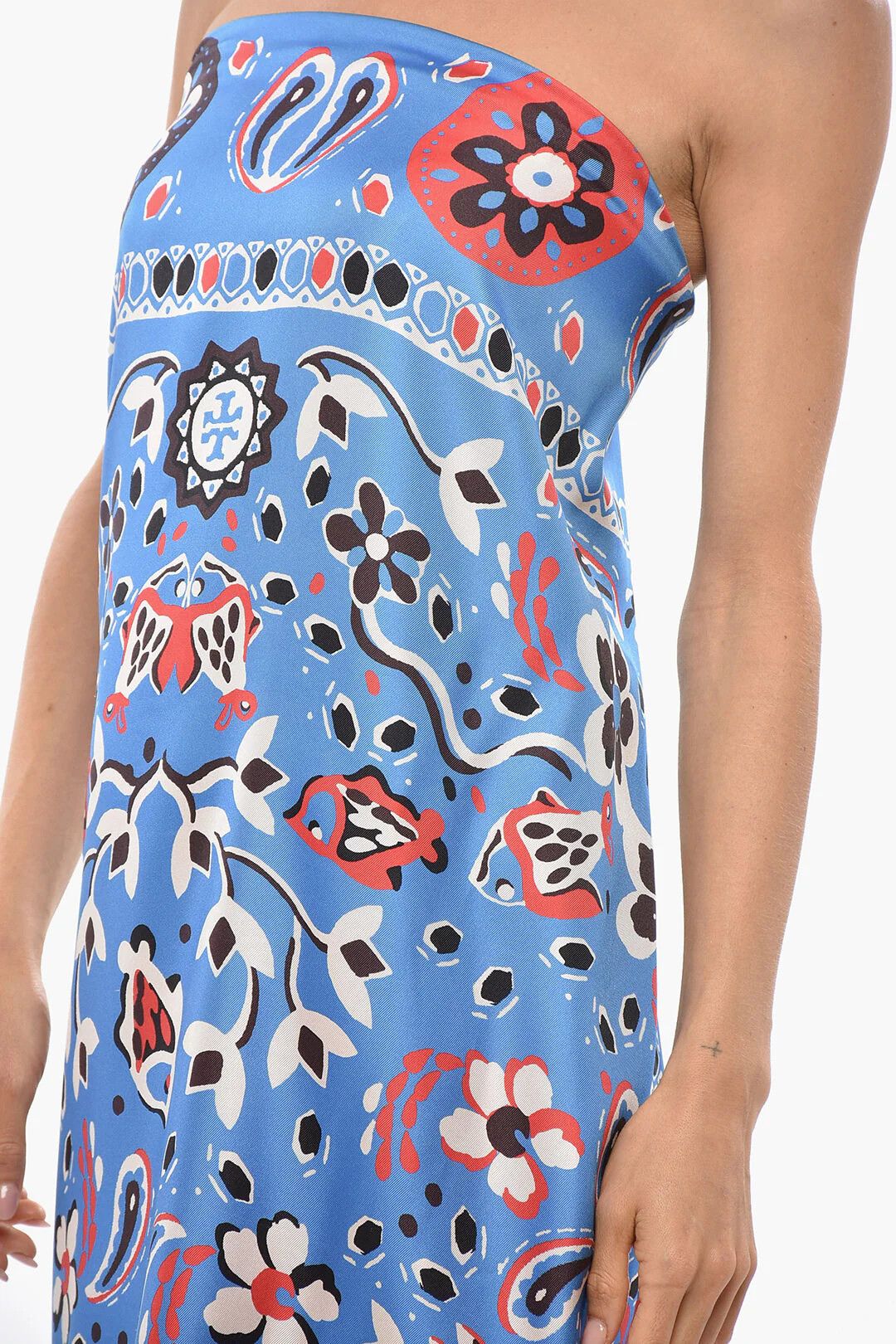 Tory Burch og1mm0426 Silk Strapless Dress in Light Blue Size XS / US 0-2 / IT 36-38 - 2 Thumbnail